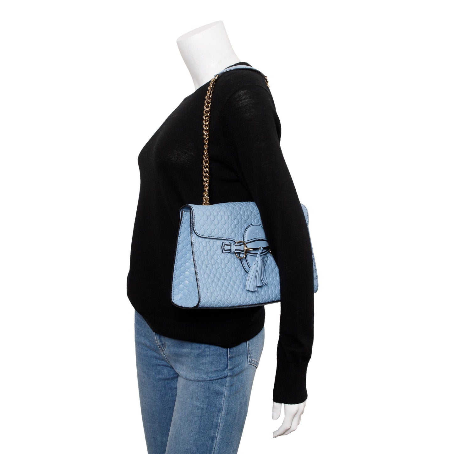 Gucci Blue Medium Microguccissima Emily Chain Shoulder Bag