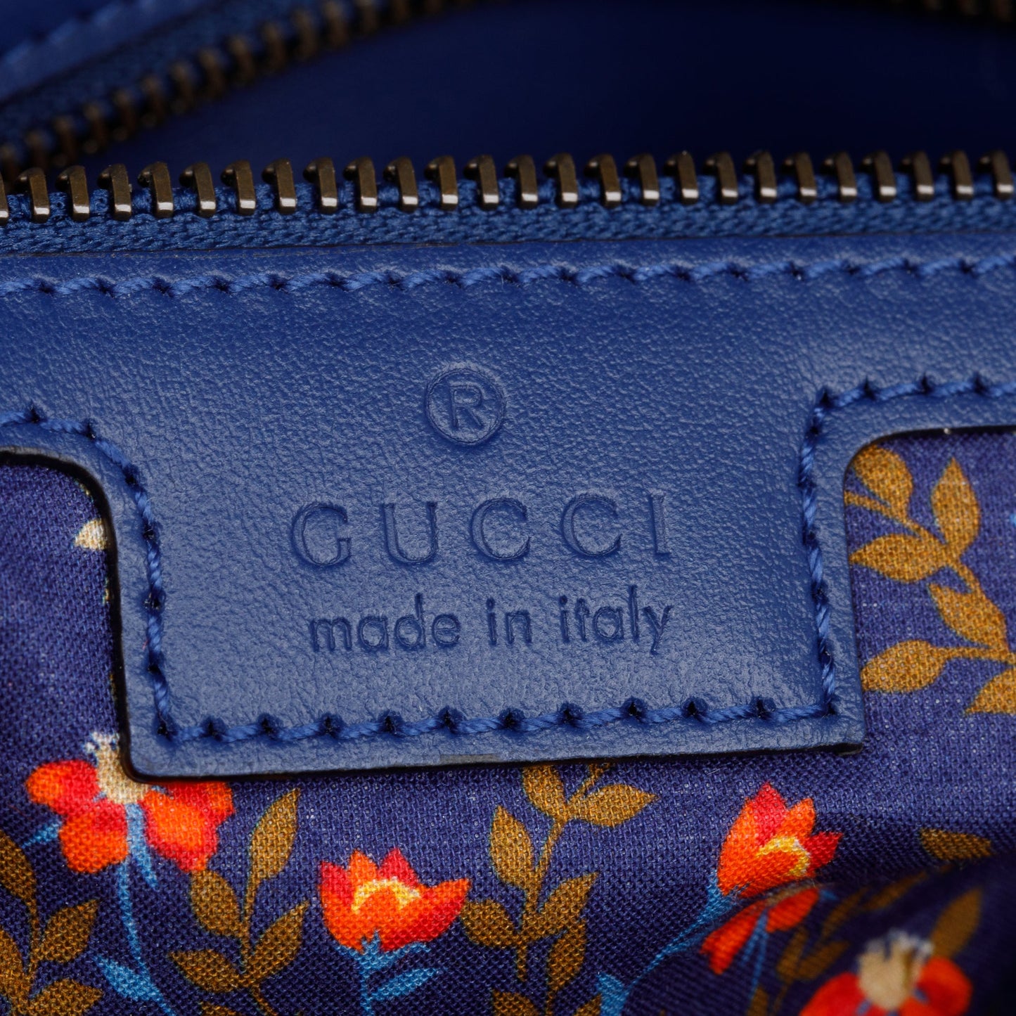 Gucci Blue Multicolor Floral Print Matelasse Cotton GG Marmont Matelasse Small Shoulder Bag