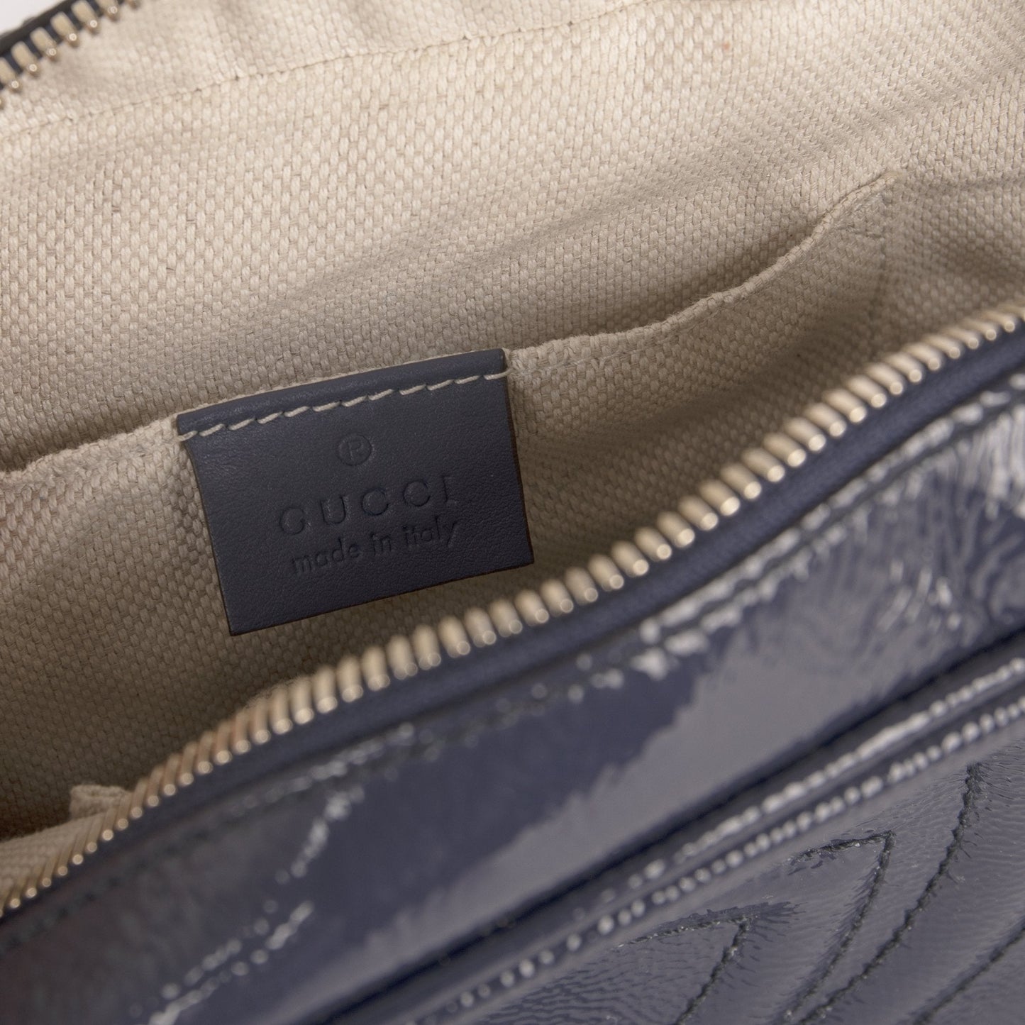 Gucci Blue Patent Soho Small Leather Disco Bag