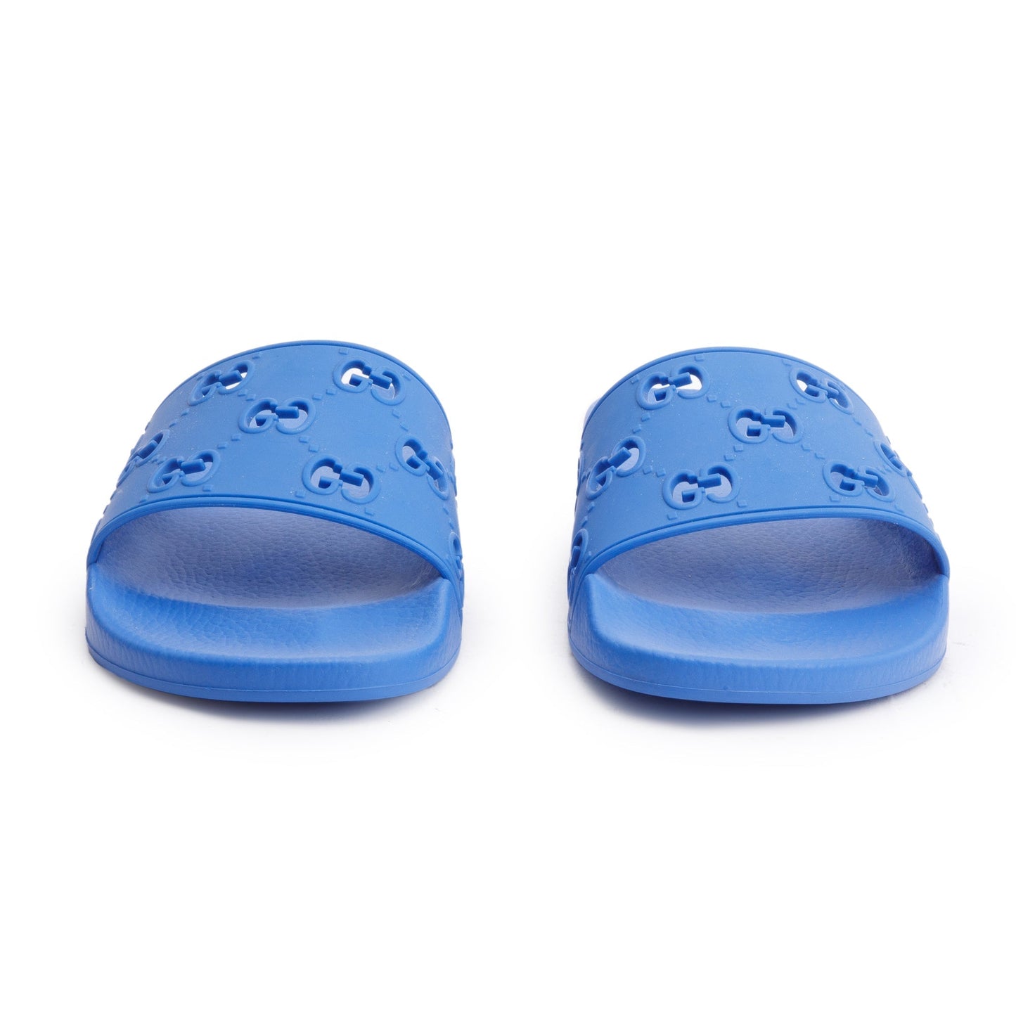 Gucci Blue Rubber GG Cutout Accent Slides, Size 11