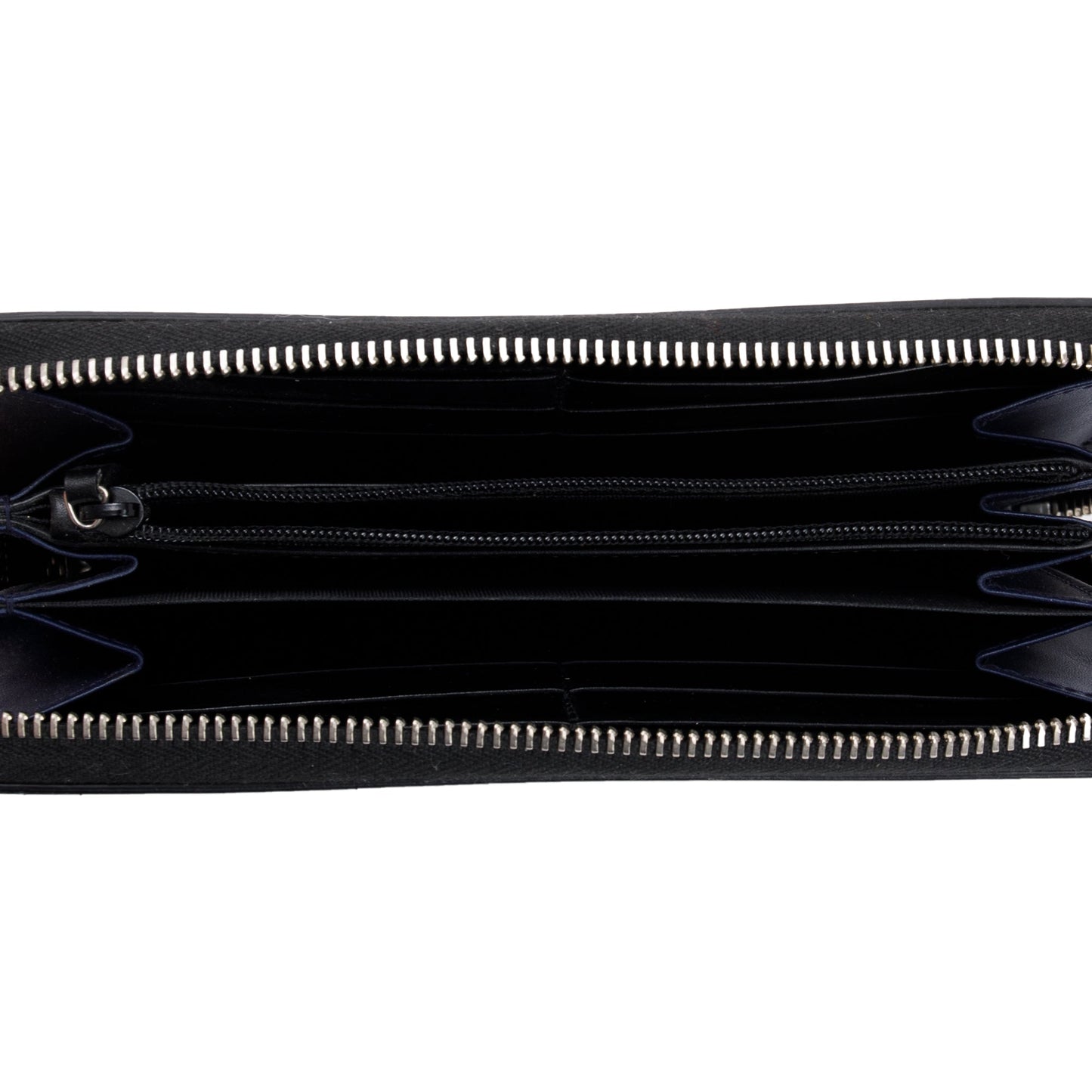 Gucci Blue Signature & Black Calfskin Leather Continental Zip Wallet