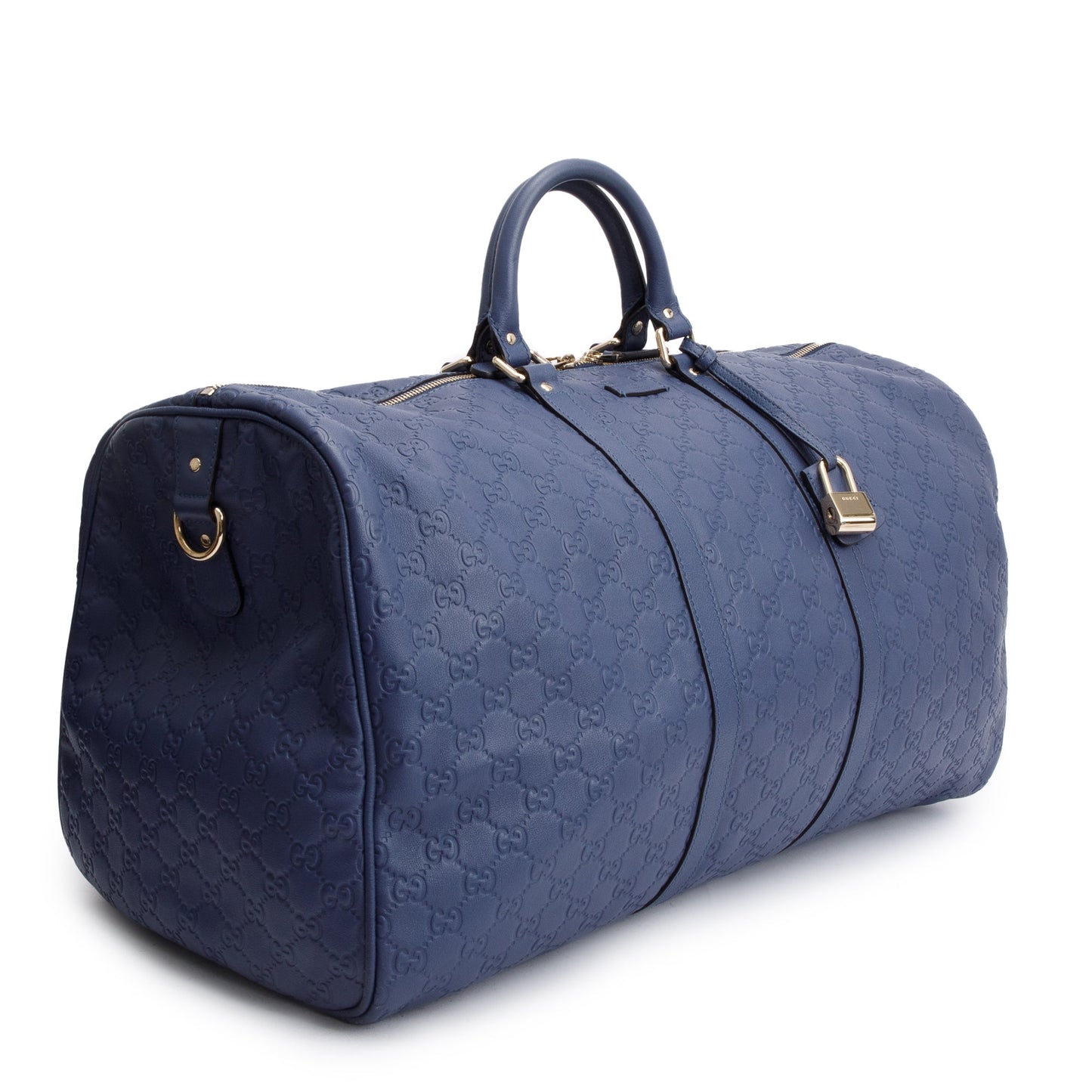 Gucci Blue Signature Leather Carry-On Duffle Bag