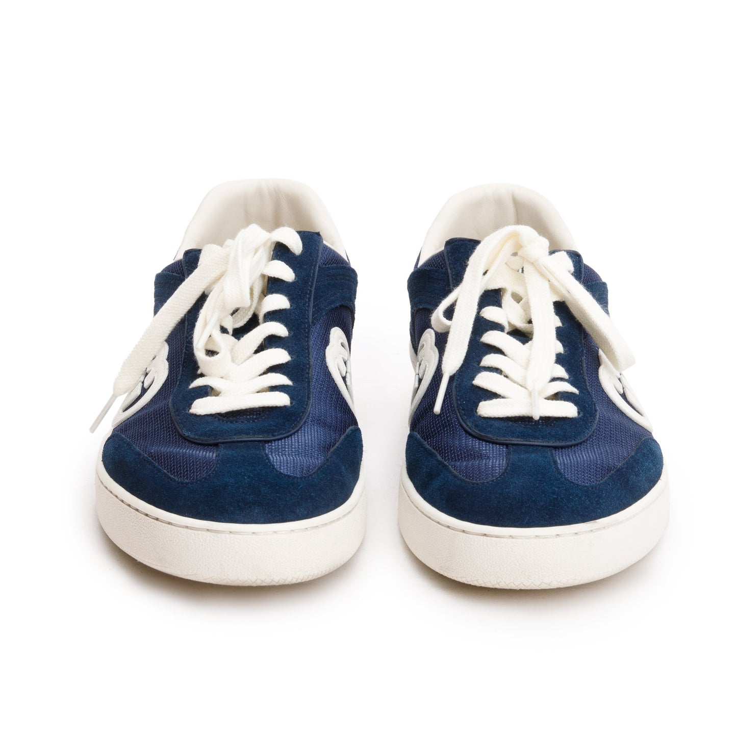 Gucci Blue Suede Canvas Men's Sneakers with Interlocking G, Size 10.5
