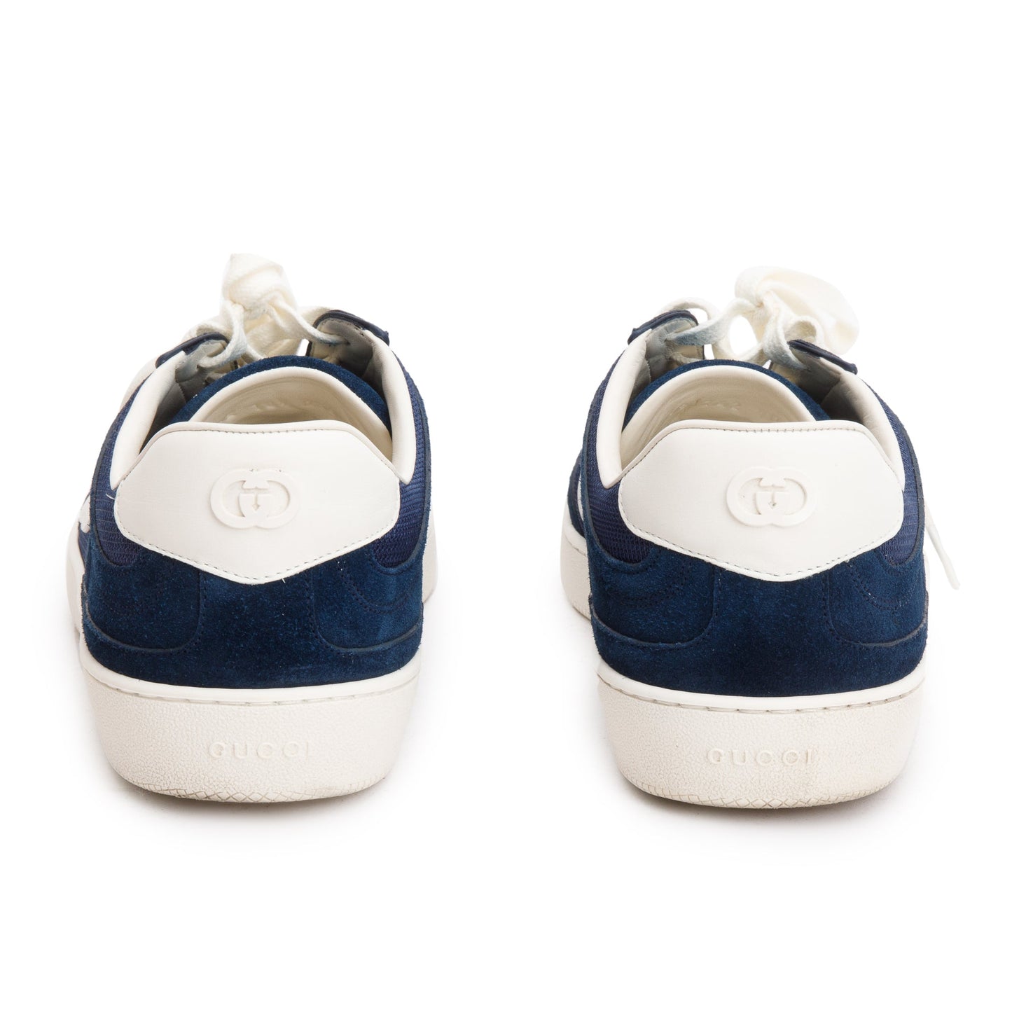 Gucci Blue Suede Canvas Men's Sneakers with Interlocking G, Size 10.5