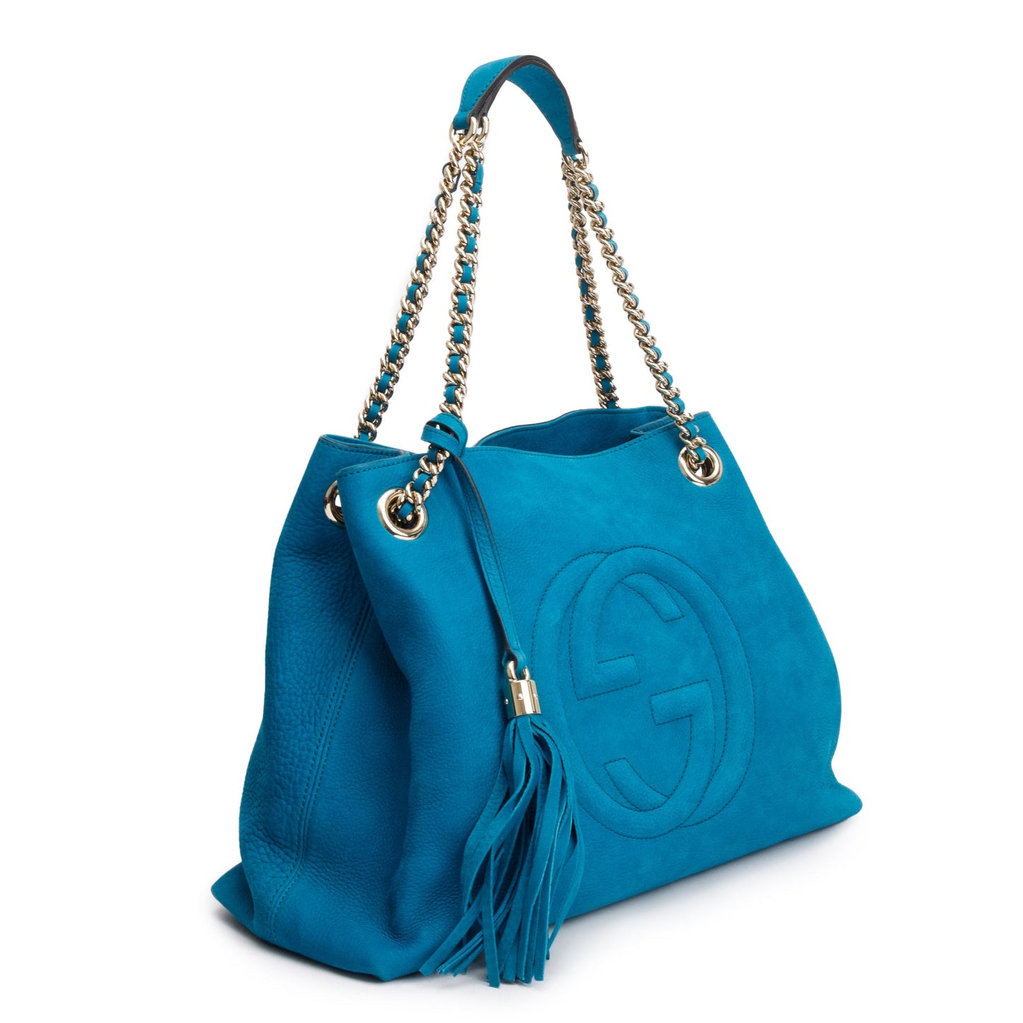 Gucci Blue Suede Medium Soho Chain Tote
