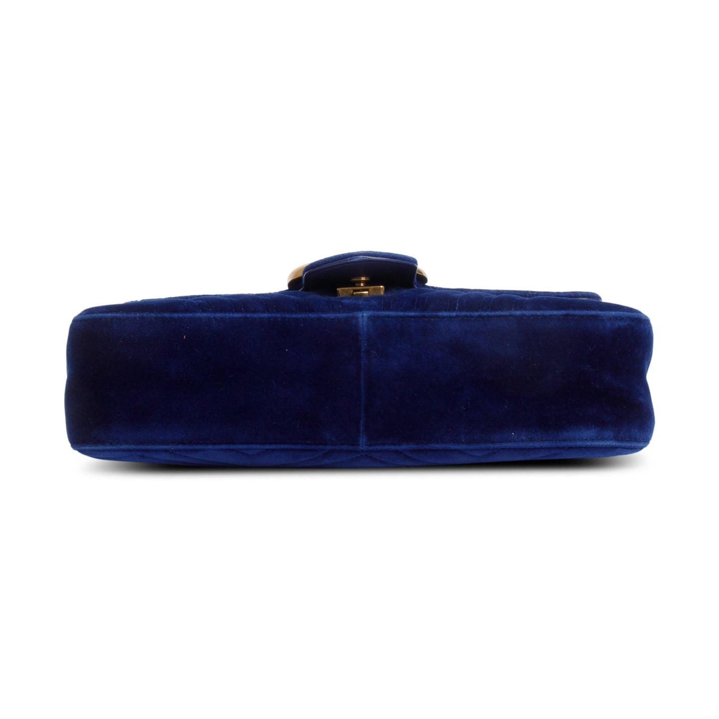 Gucci Blue Velvet Matelasse GG Marmont Medium Shoulder Bag