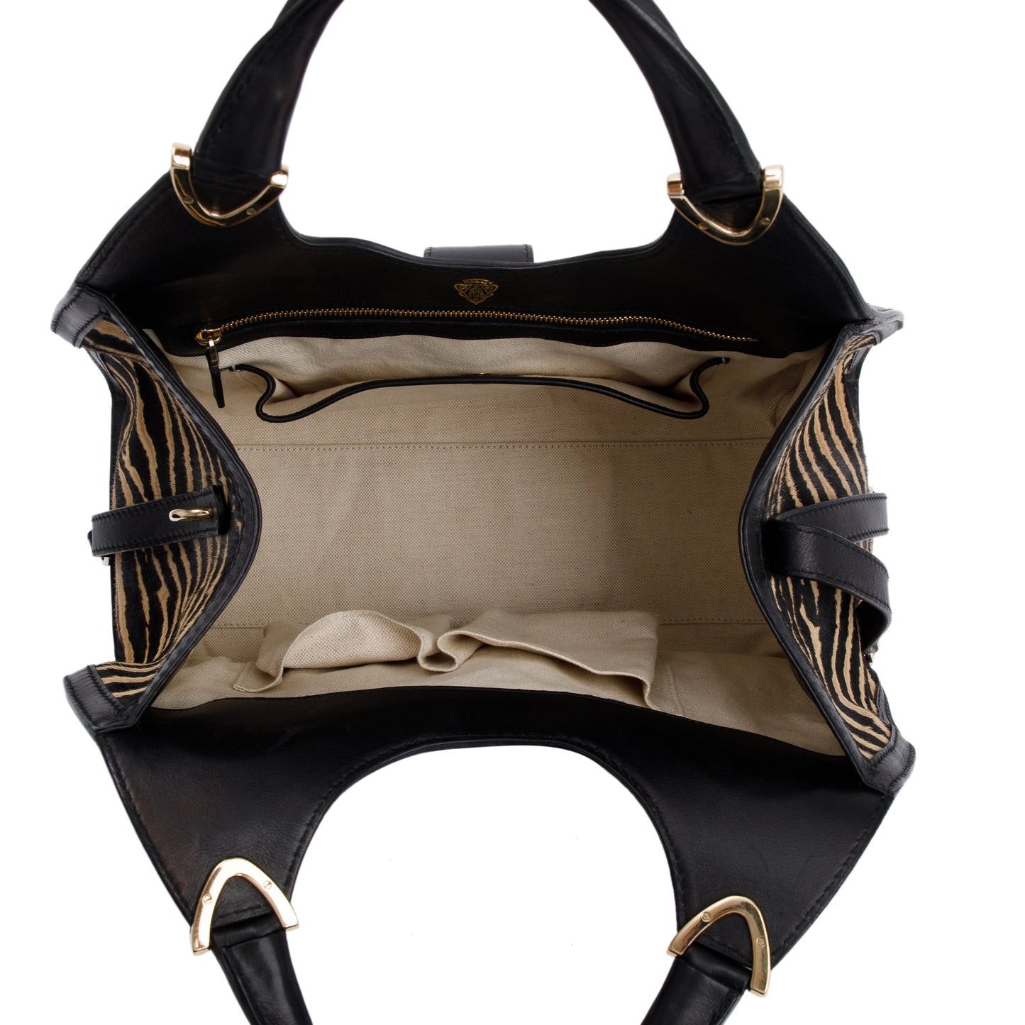 Gucci Brown Calf Hair Large Stirrup Top Handle