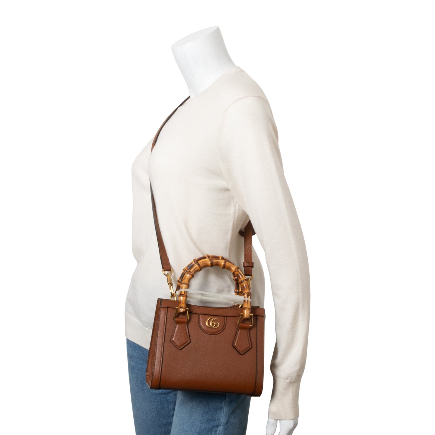 Gucci Brown Calfskin Leather Diana Mini Tote Bag