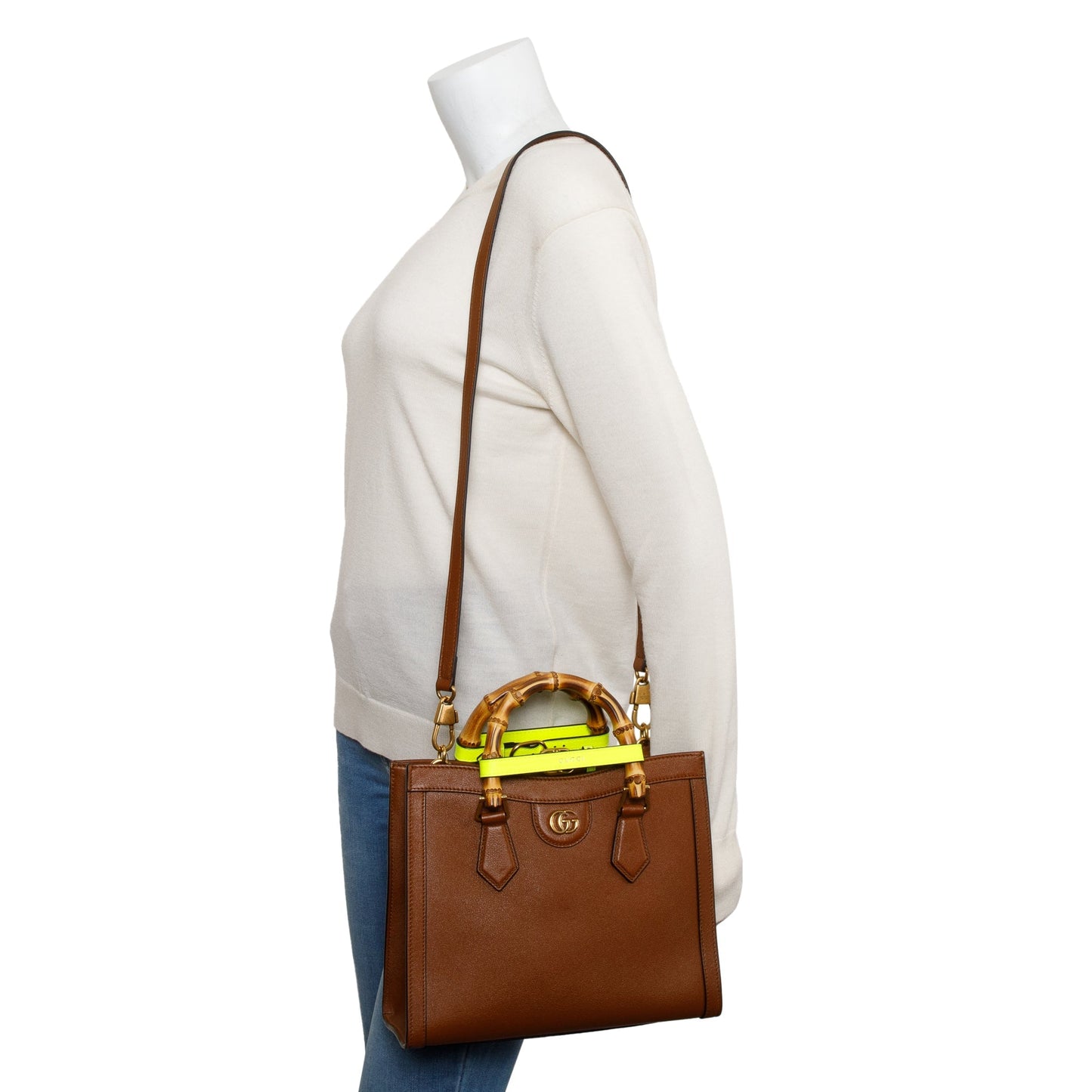 Gucci Brown Calfskin Leather Diana Small Tote Bag