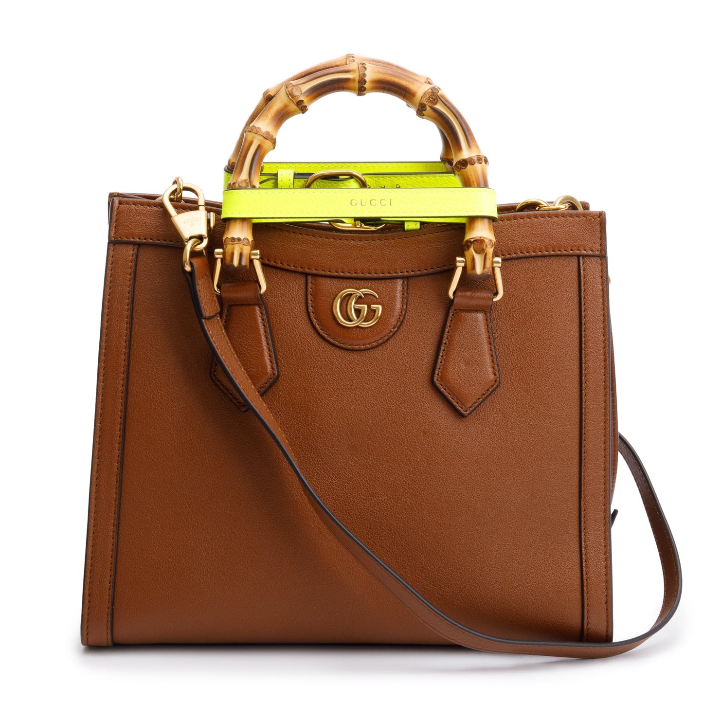 Gucci Brown Calfskin Leather Diana Small Tote Bag
