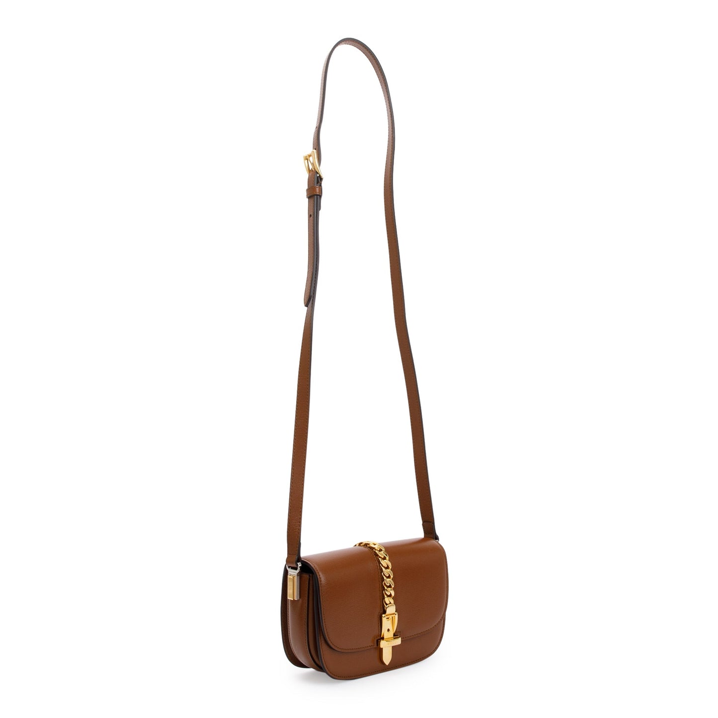 Gucci Brown Calfskin Leather Mini Sylvie 1969 Flap Messenger Bag