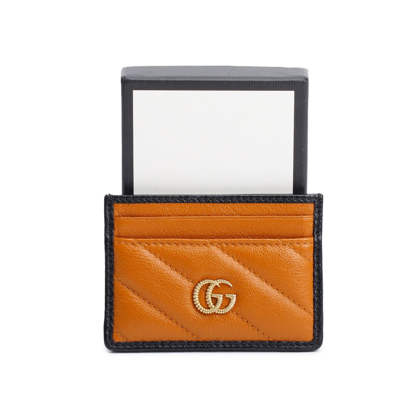 Gucci Brown Calfskin Leather Torchon GG Marmont Card Holder