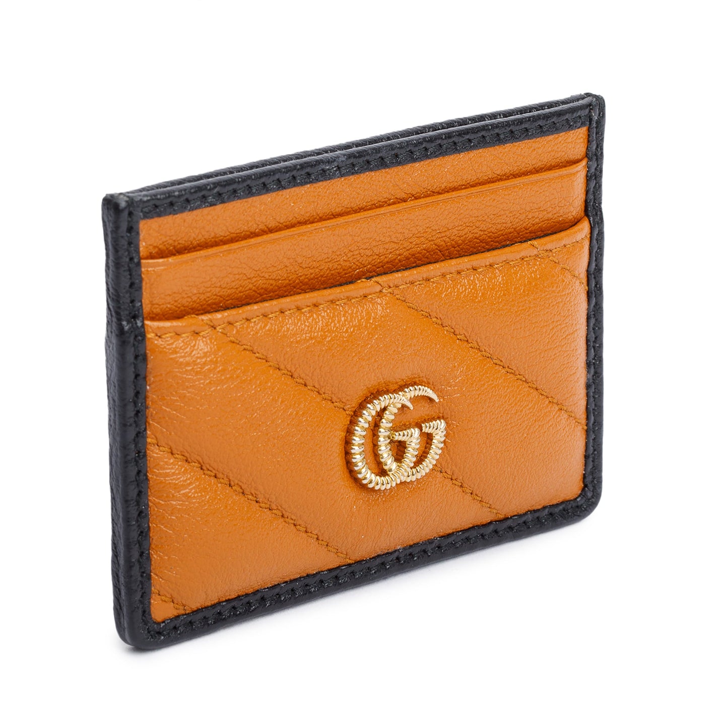 Gucci Brown Calfskin Leather Torchon GG Marmont Card Holder