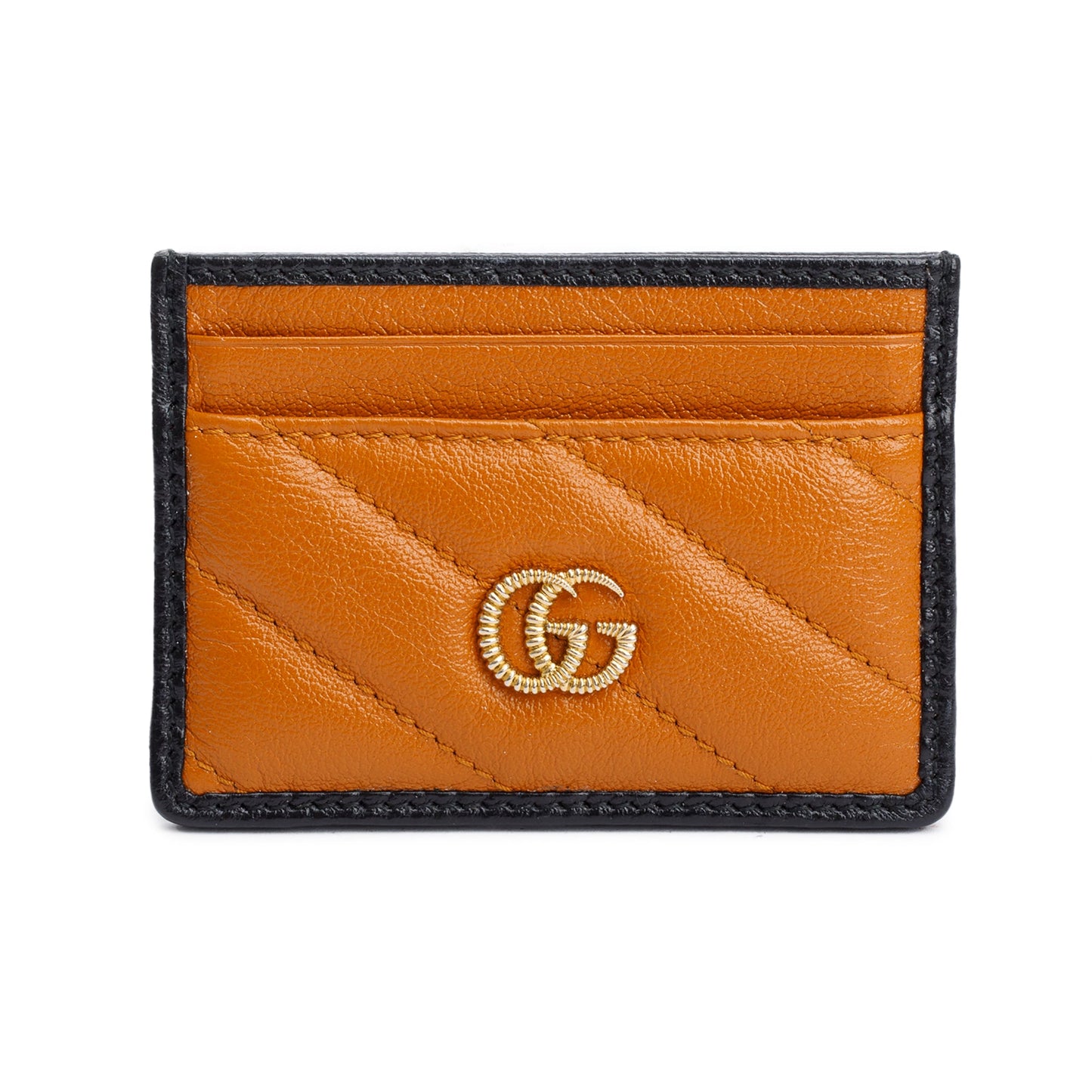Gucci Brown Calfskin Leather Torchon GG Marmont Card Holder