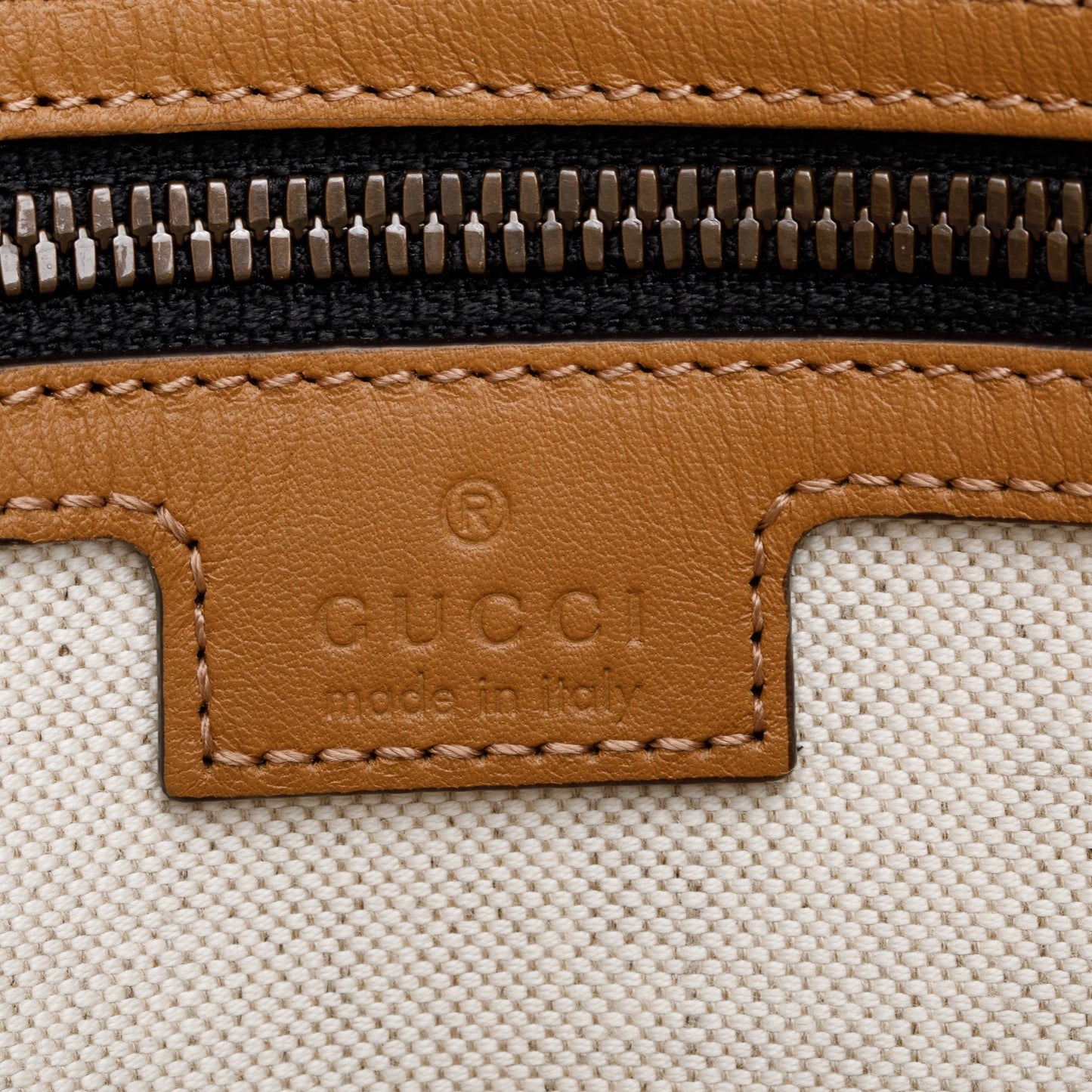 Gucci Brown GG Canvas Tan Leather Bauletto Extra Large Duffle Bag
