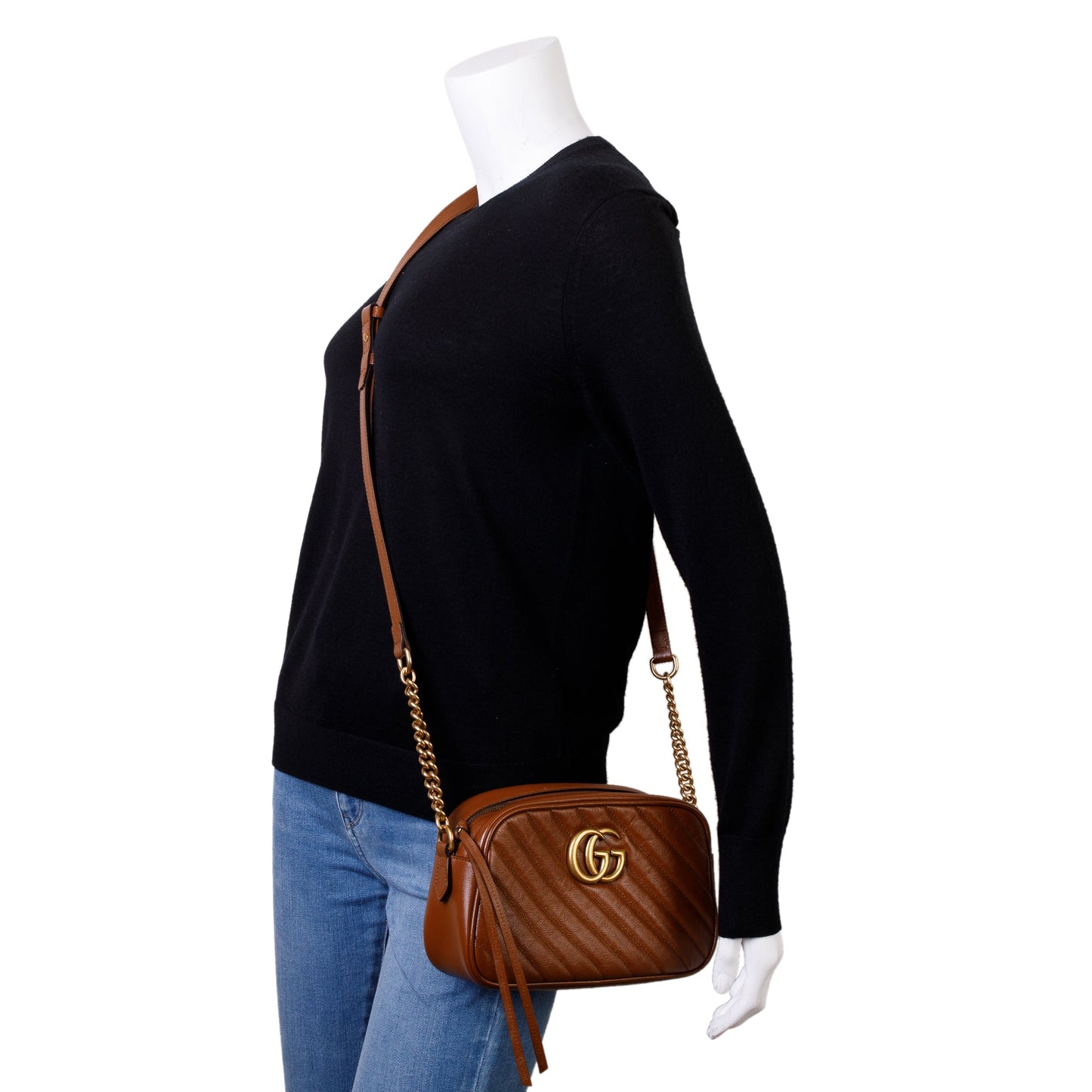 Gucci Brown GG Marmont Matelasse Small Shoulder Bag
