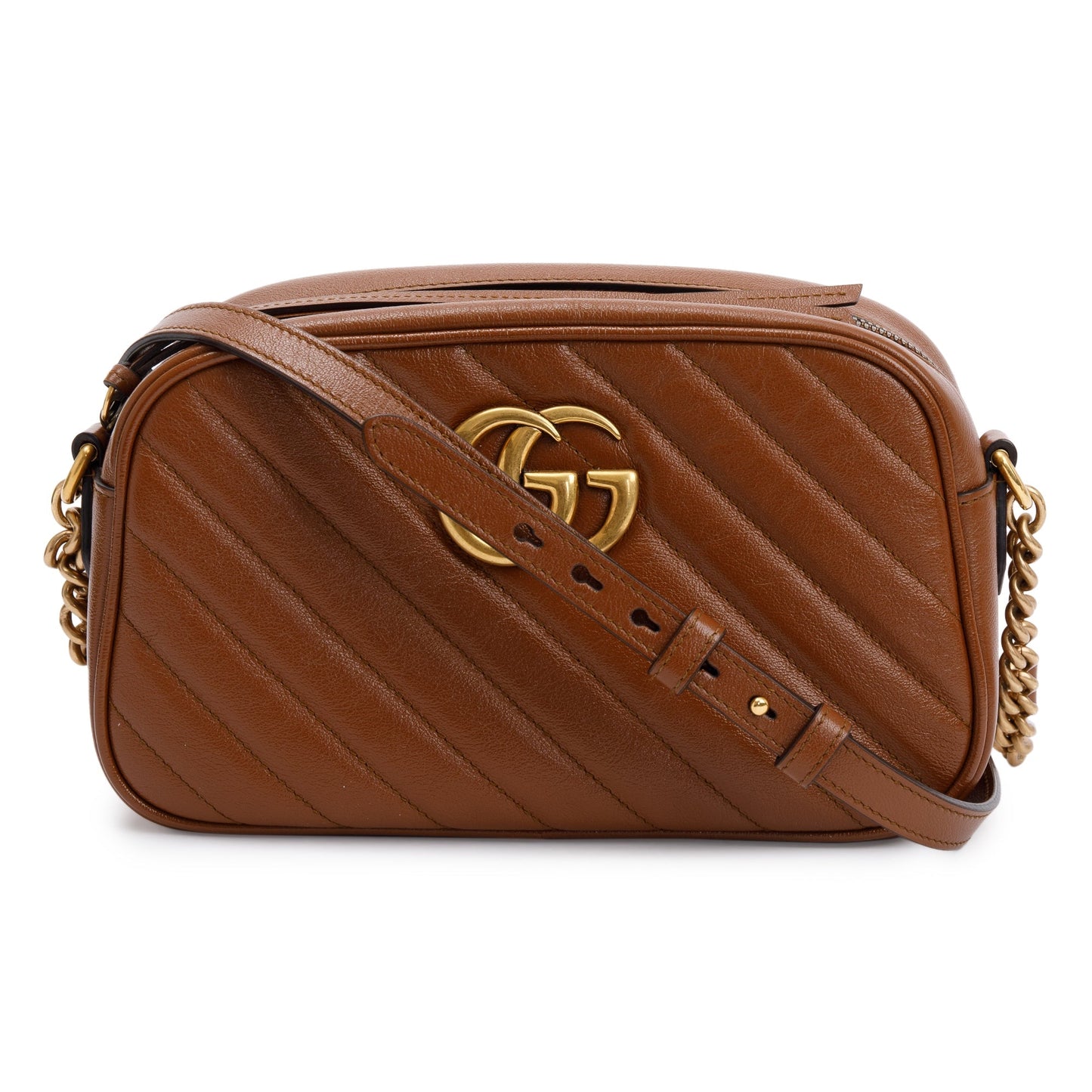 Gucci Brown GG Marmont Matelasse Small Shoulder Bag