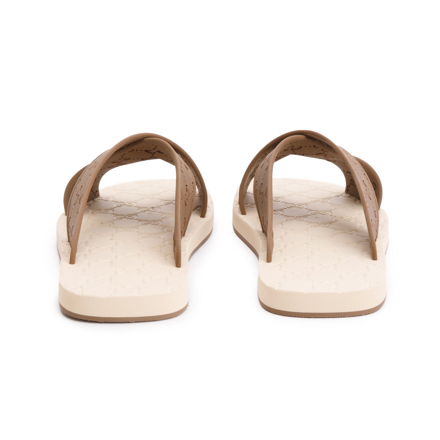 Gucci Brown GG Rubber Slide Sandals, Size 11