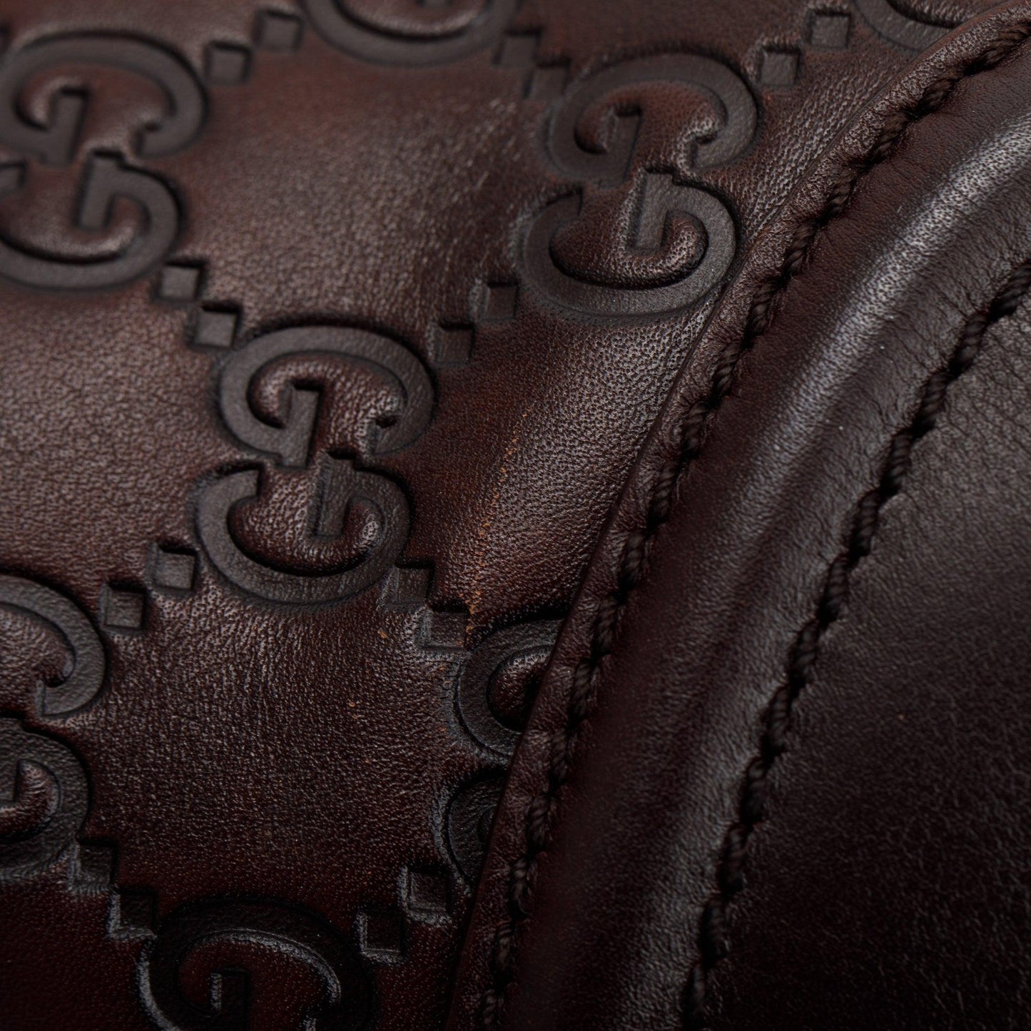 Gucci Brown GG Signature Leather Treasure Boston Bag