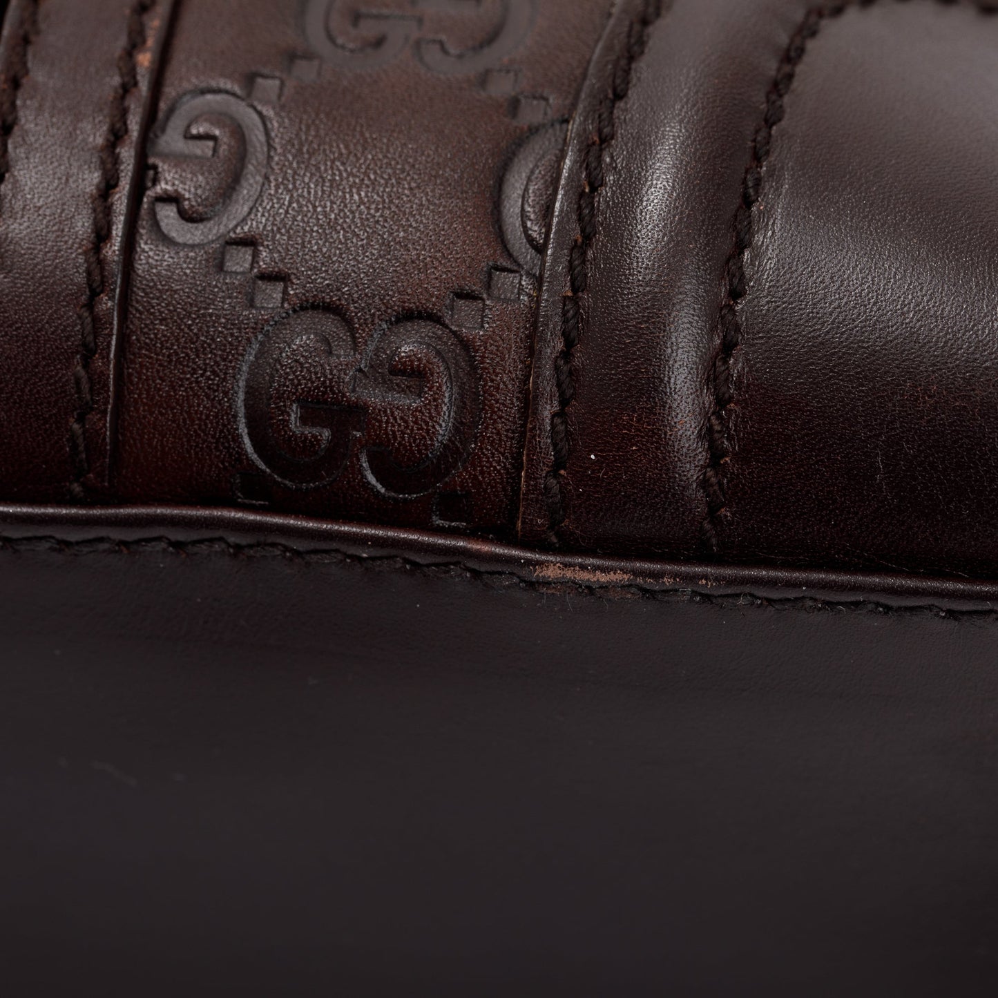 Gucci Brown GG Signature Leather Treasure Boston Bag