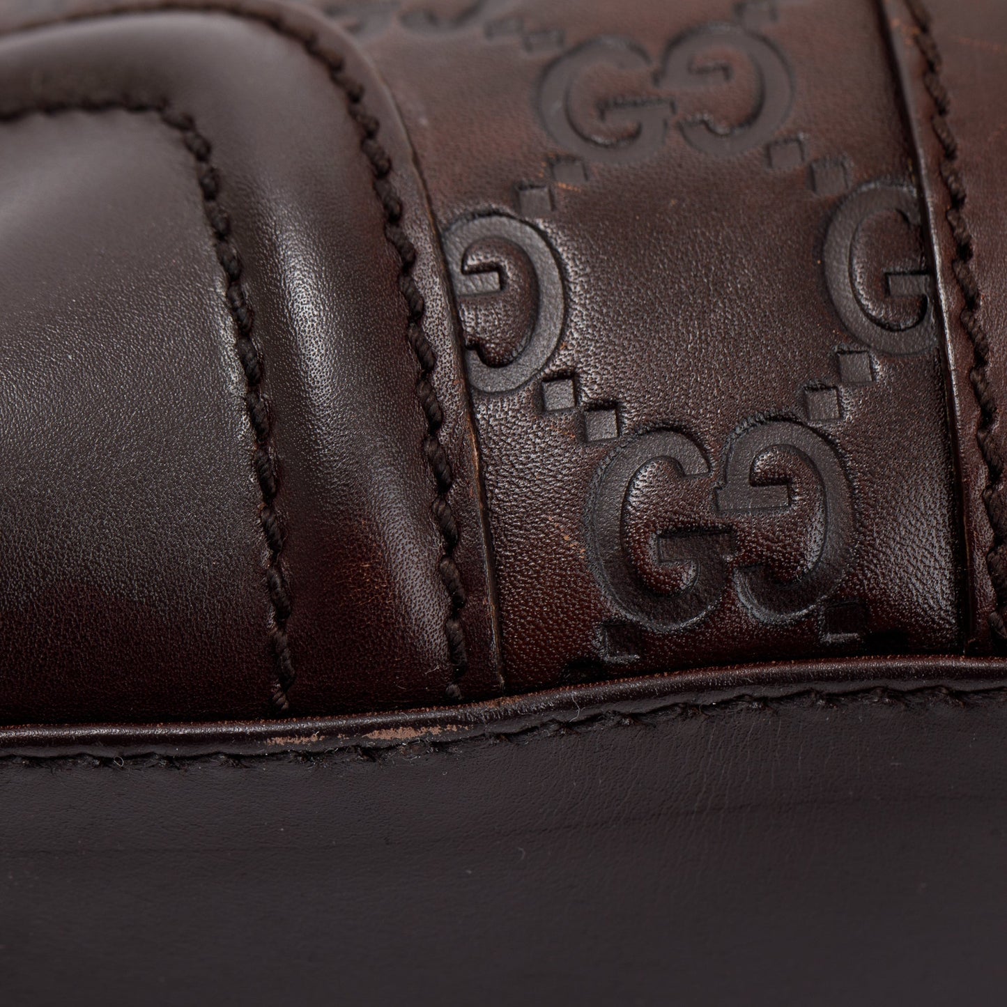 Gucci Brown GG Signature Leather Treasure Boston Bag
