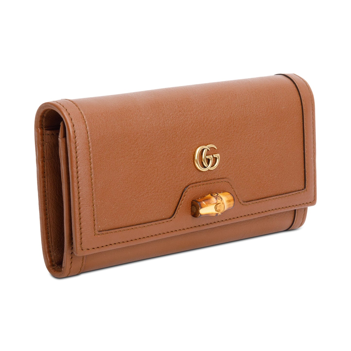 Gucci Brown Leather Bamboo Diana Wallet on Chain