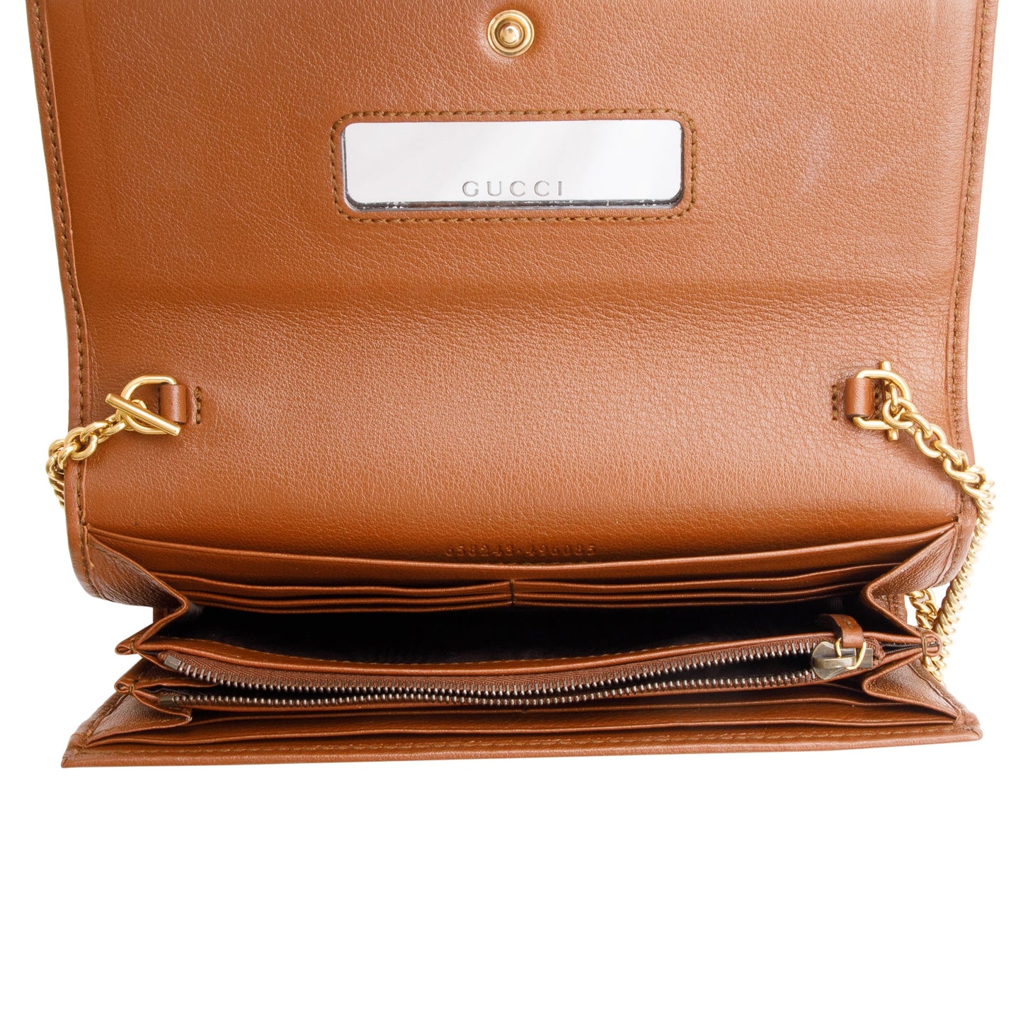 Gucci Brown Leather Bamboo Diana Wallet on Chain