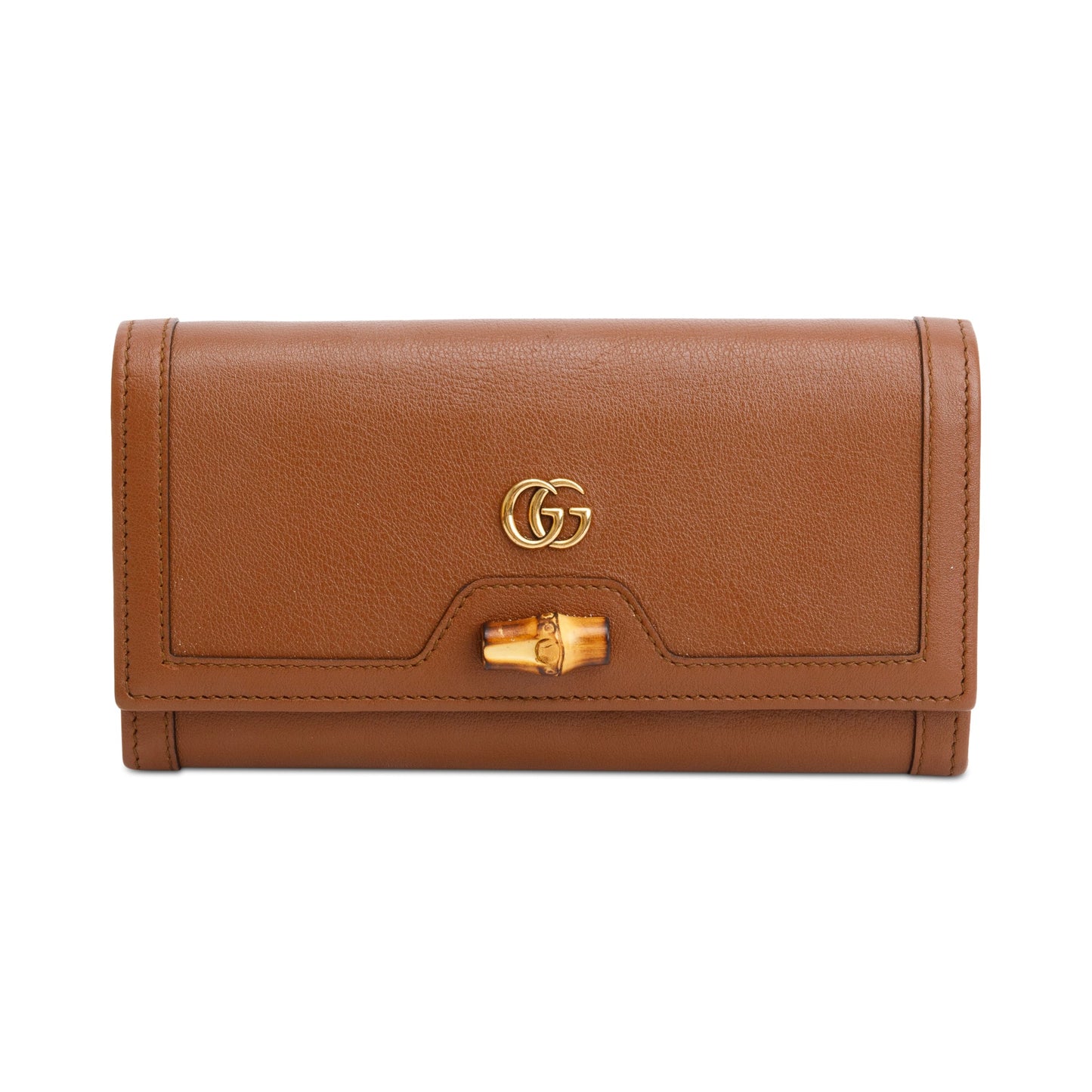 Gucci Brown Leather Bamboo Diana Wallet on Chain