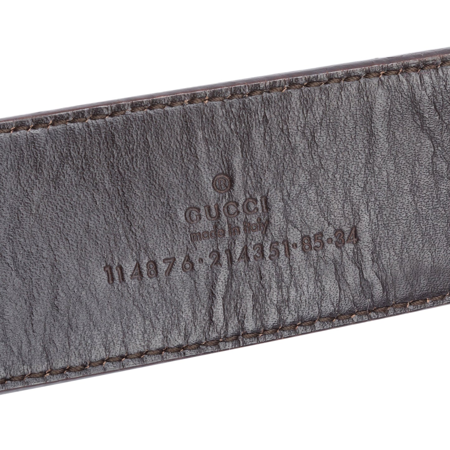 Gucci Brown Leather Beige GG Canvas Belt With Interlocking G Buckle 85 34