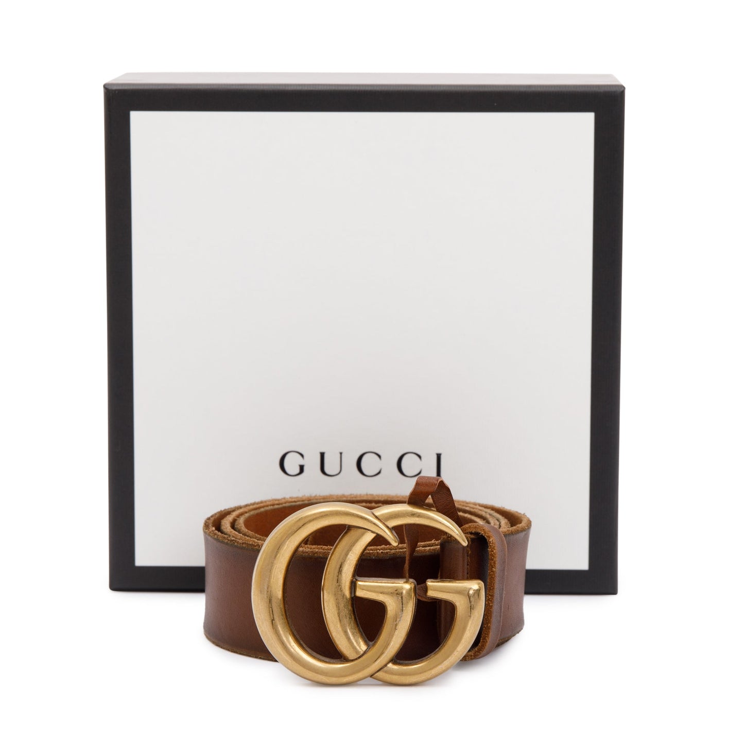 Gucci Brown Leather Belt with Double G Buckle
