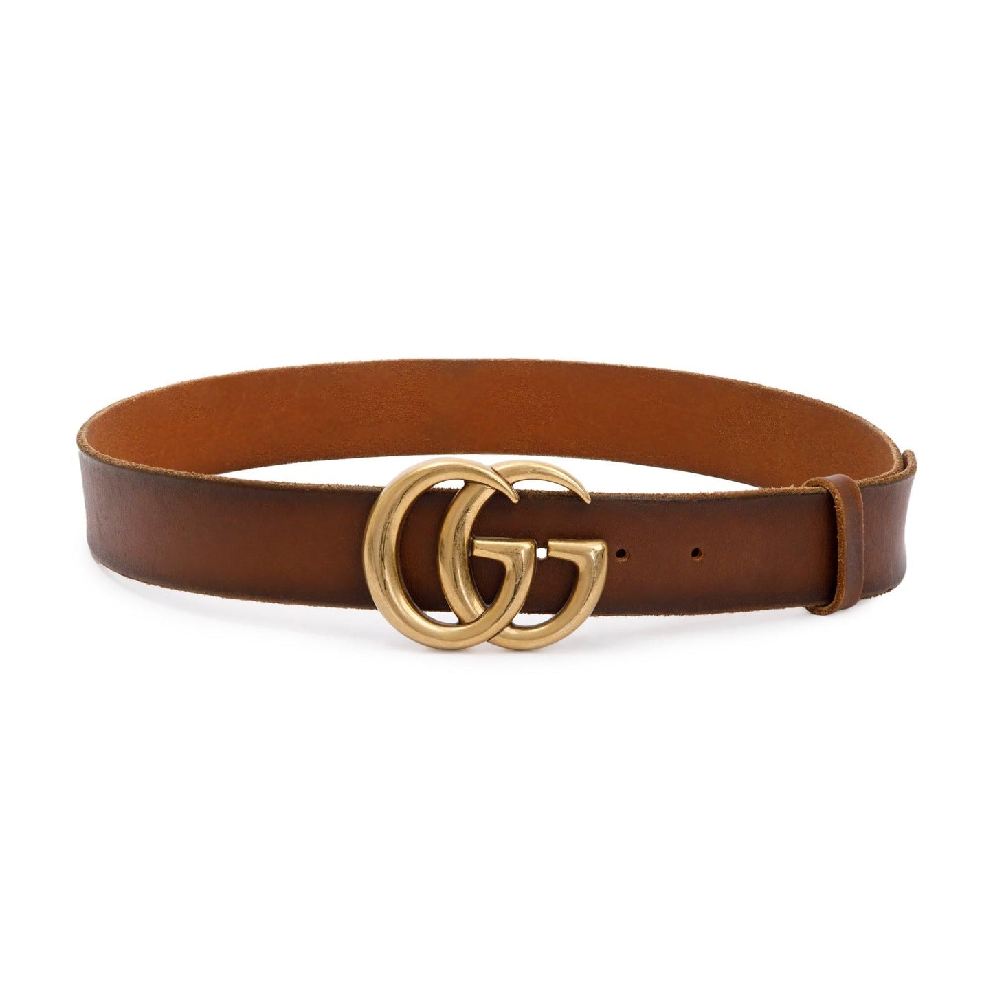 Gucci Brown Leather Belt with Double G Buckle