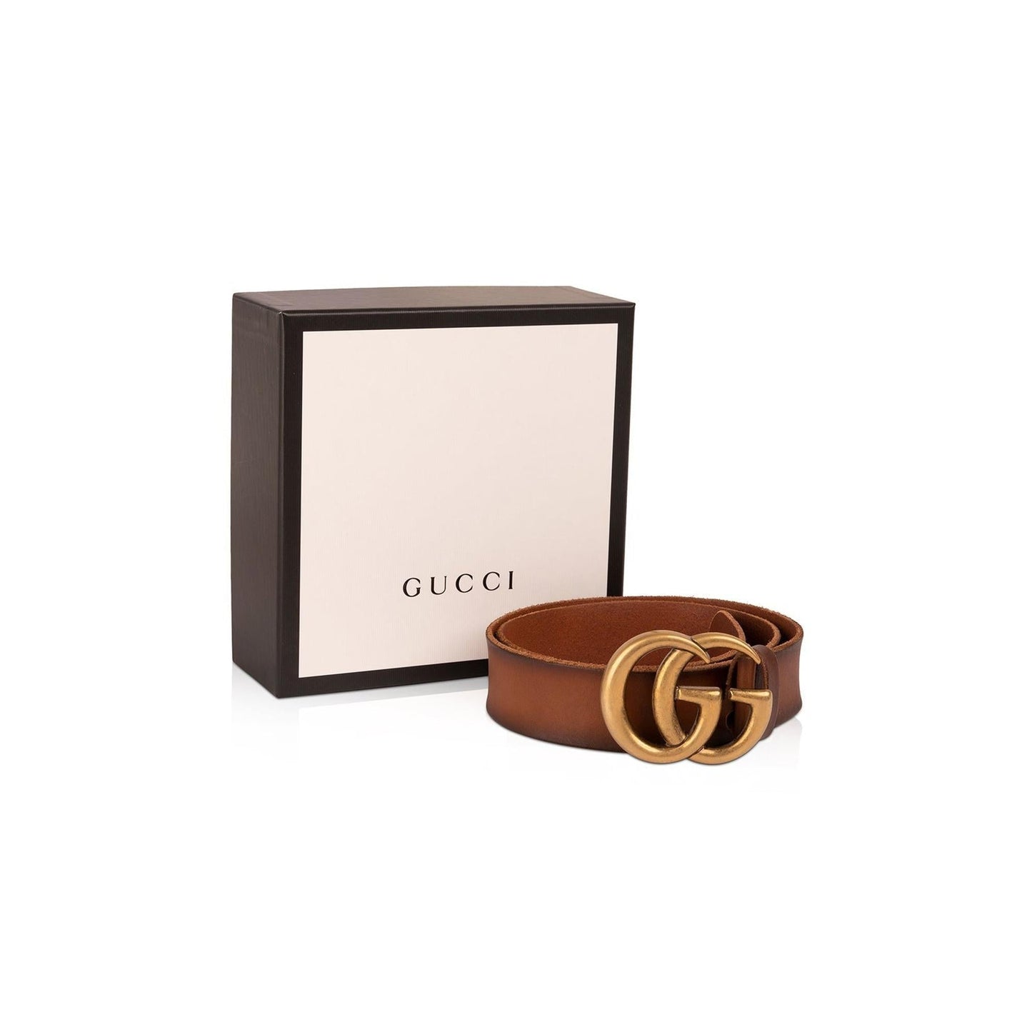 Gucci Brown Leather Belt with Double G Buckle