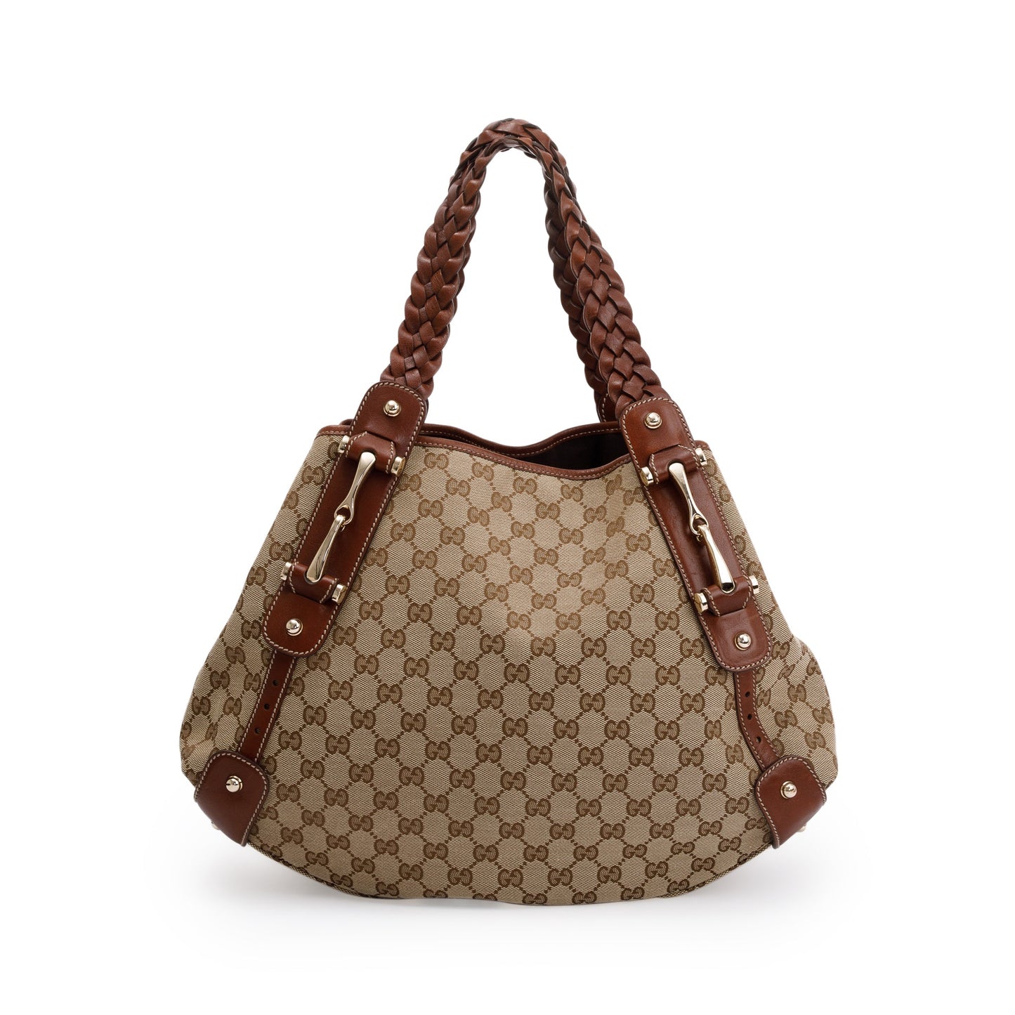 Gucci Brown Leather GG Canvas Medium Pelham Shoulder Bag