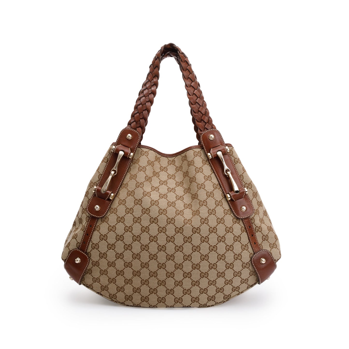 Gucci Brown Leather GG Canvas Medium Pelham Shoulder Bag