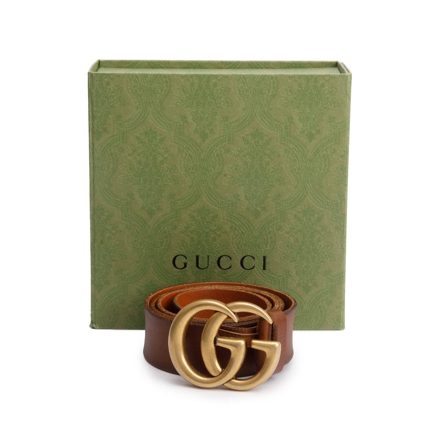Gucci Brown Leather GG Marmont Wide Belt 90 36
