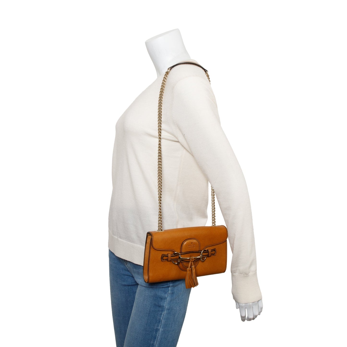 Gucci Brown Leather Small Emily Chain Shoulder Bag