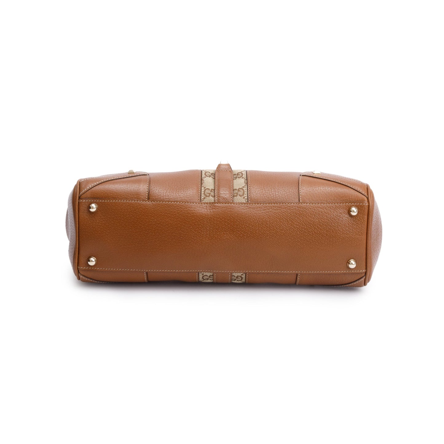 Gucci Brown Leather Small Nailhead Jackie Bardot Bag