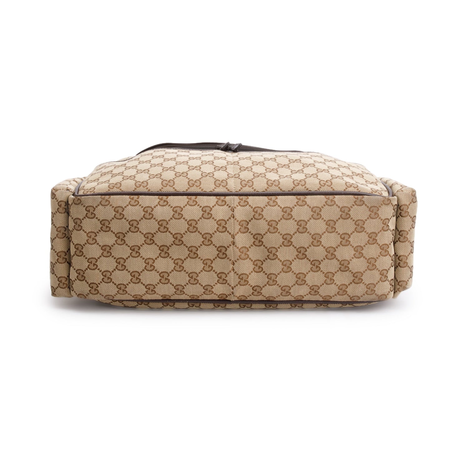 Gucci Brown Leather Trim GG Canvas Diaper Bag