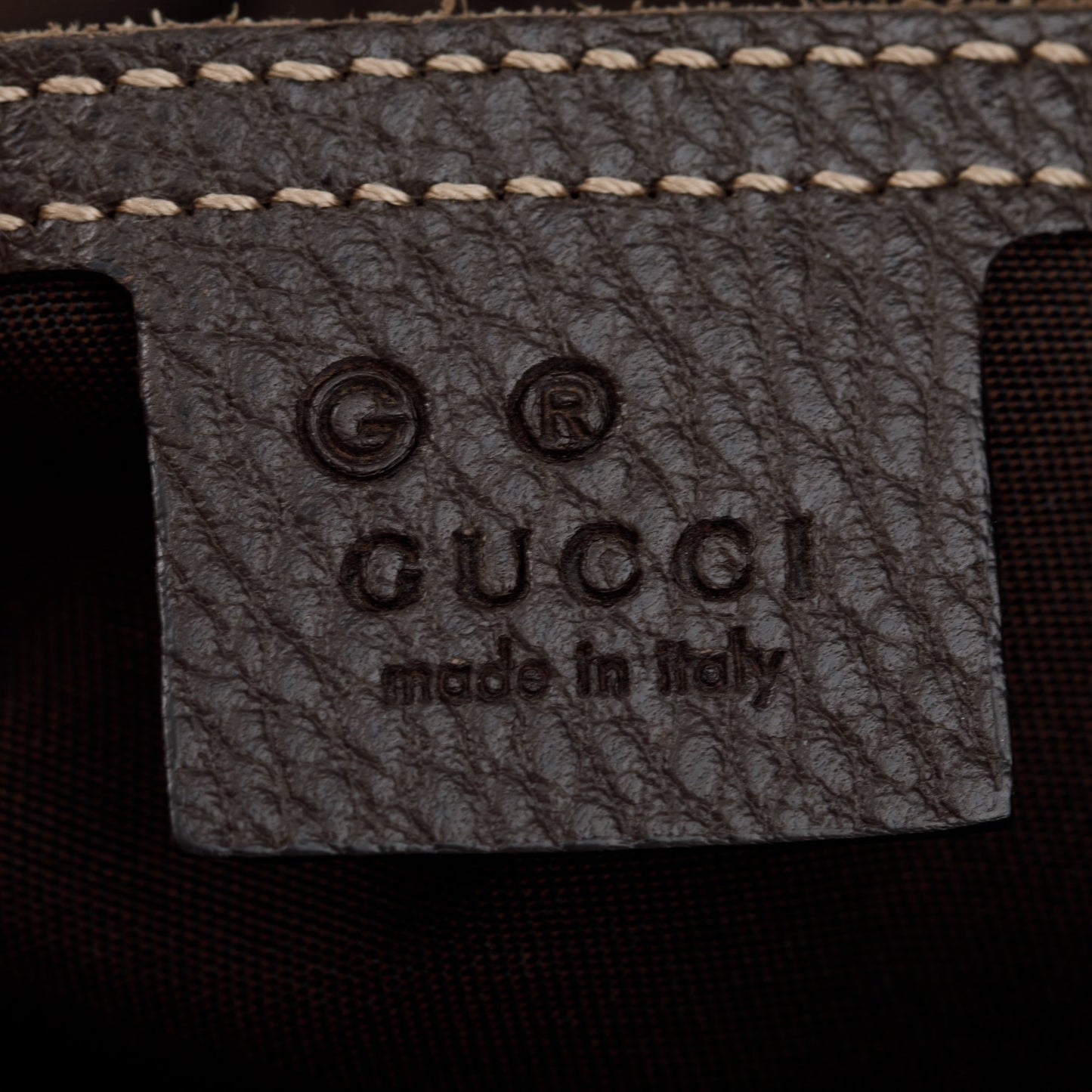 Gucci Brown Leather Trim GG Crystal Abbey Hobo