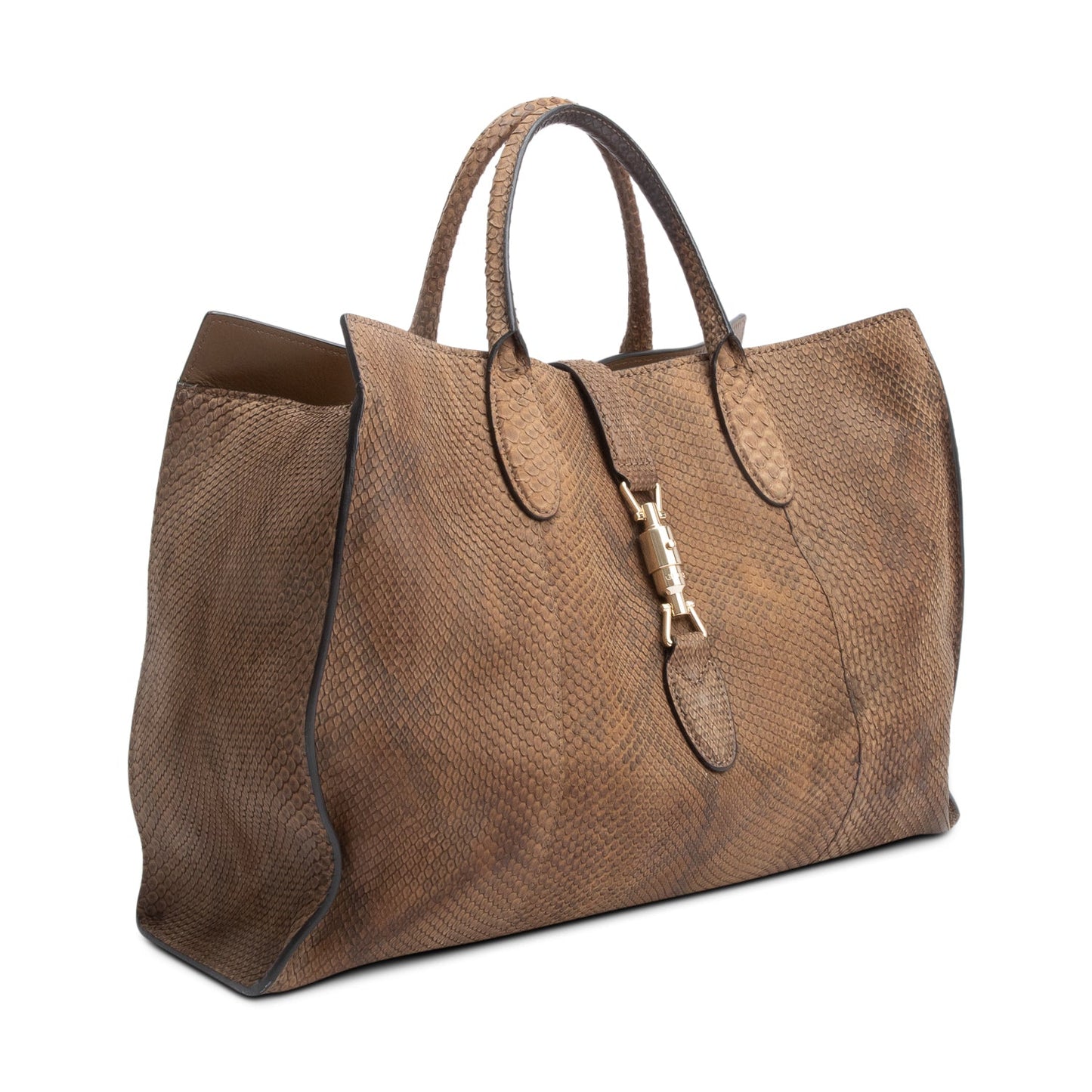 Gucci Brown Python Large Soft Jackie Tote