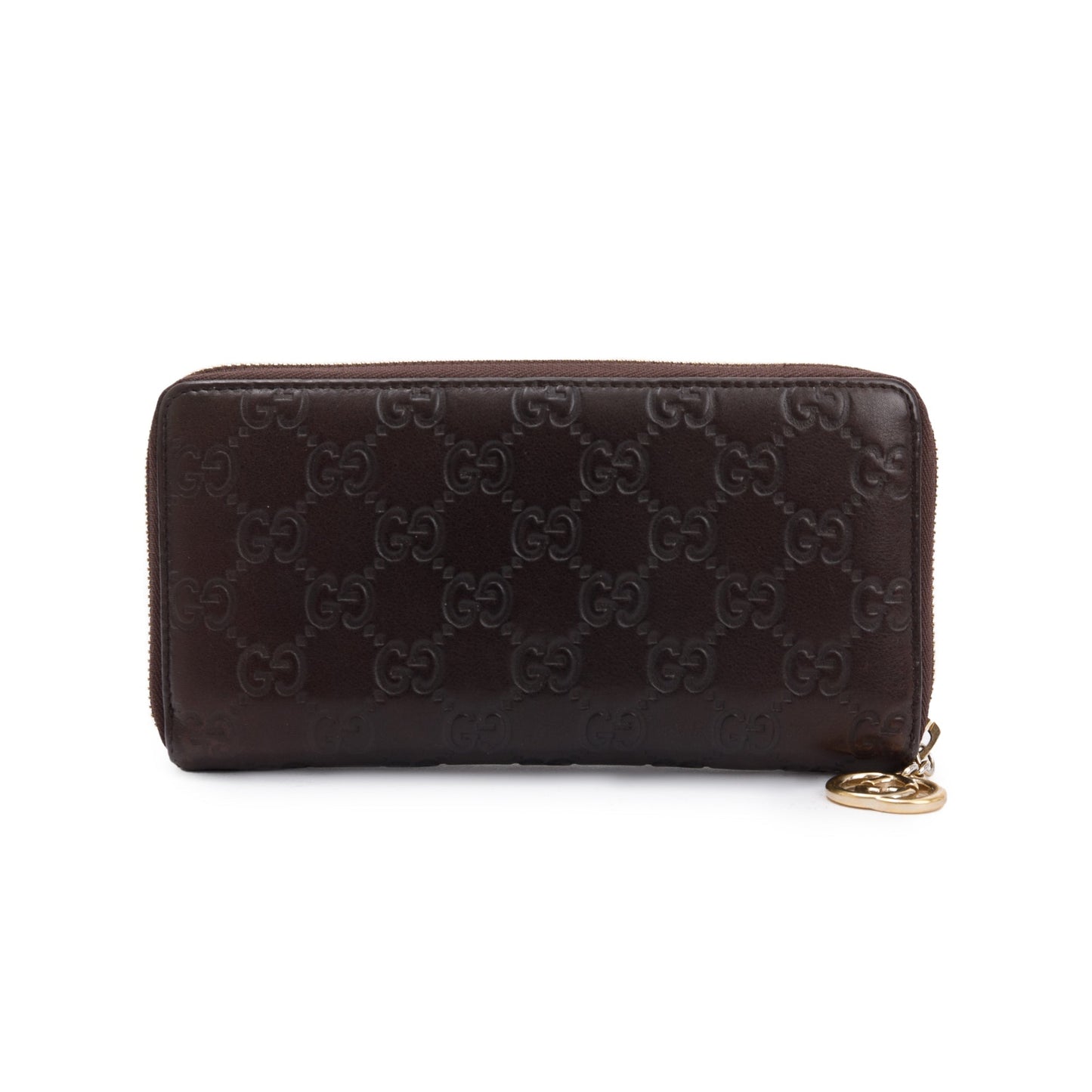 Gucci Brown Signature Leather Continental Zip Wallet