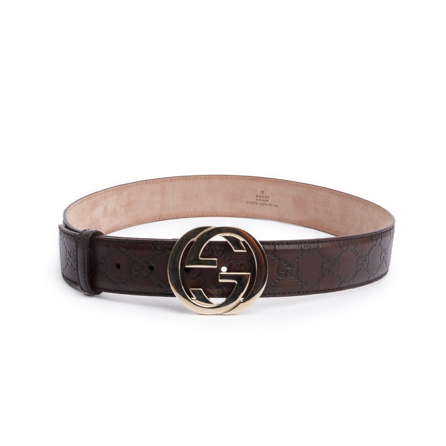 Gucci Brown Signature Leather Interlocking G Belt 85 34