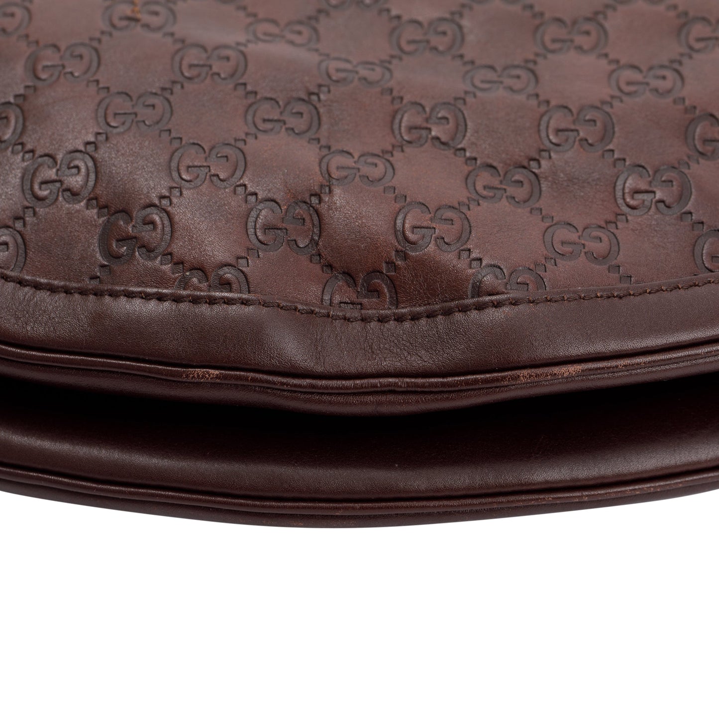 Gucci Brown Signature Leather  Peggy Bamboo Top Handle Bag