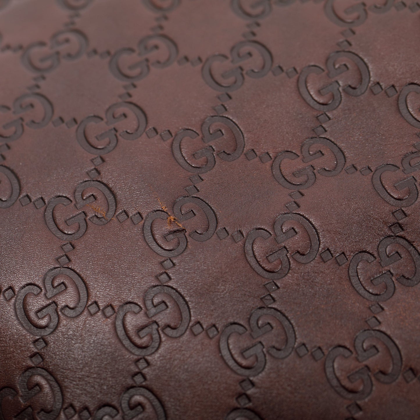 Gucci Brown Signature Leather  Peggy Bamboo Top Handle Bag
