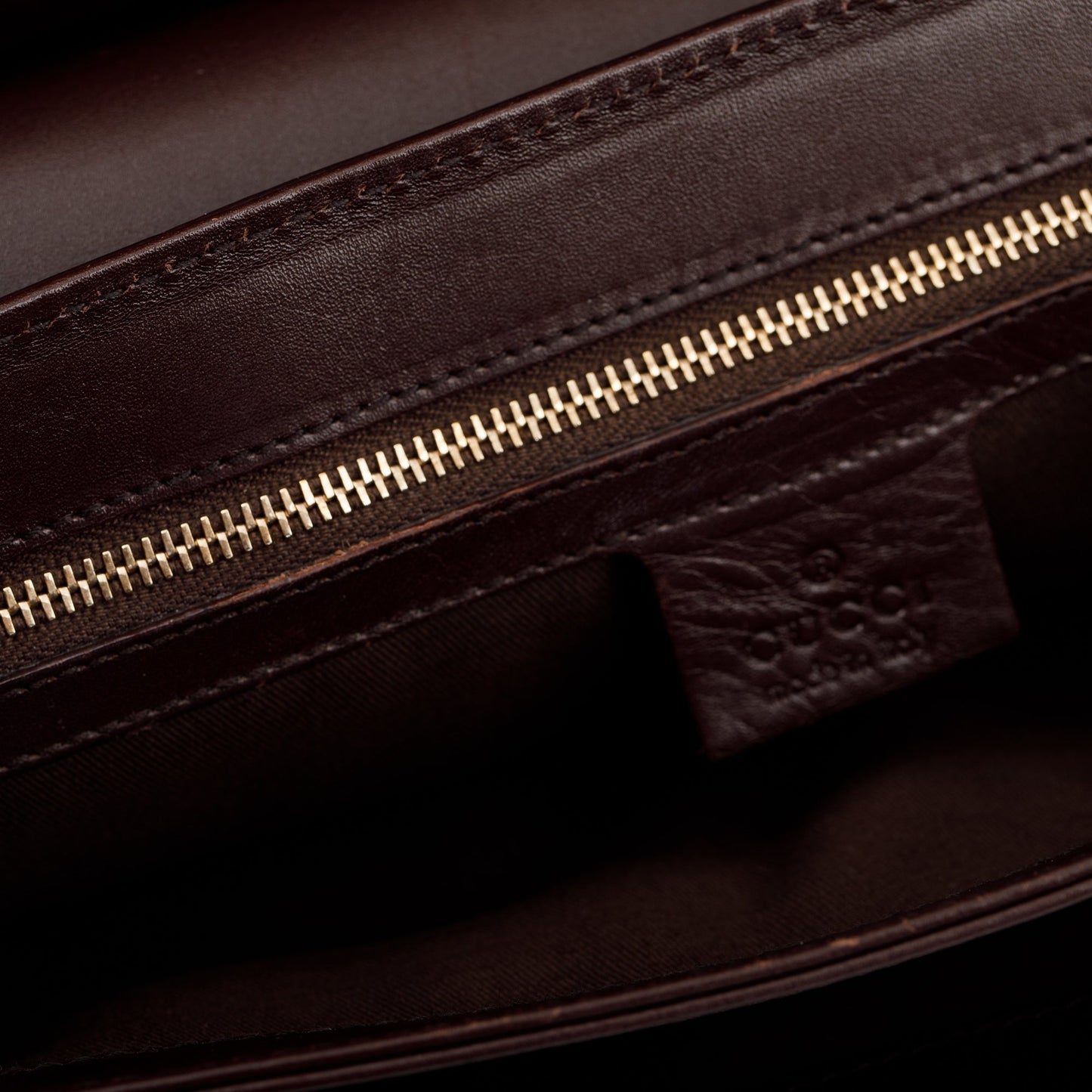 Gucci Brown Signature Leather  Peggy Bamboo Top Handle Bag