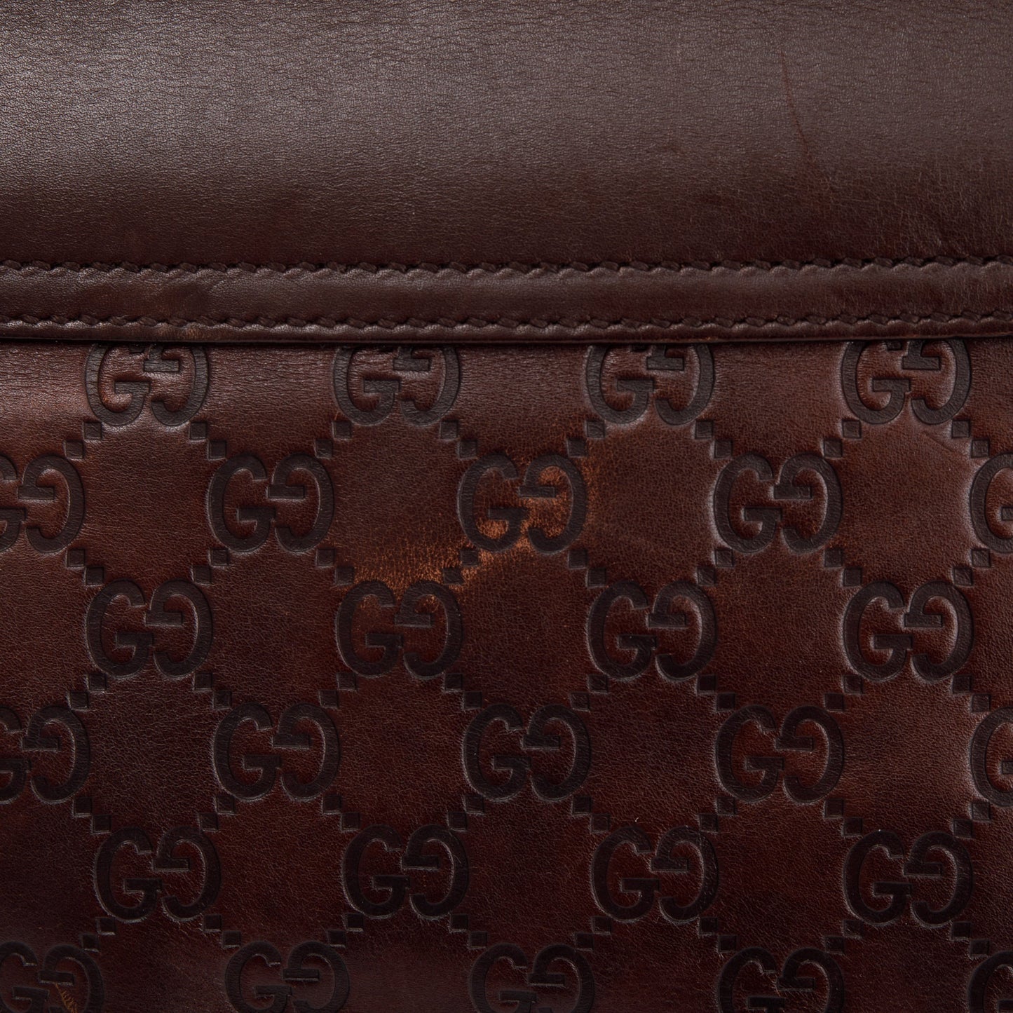 Gucci Brown Signature Leather  Peggy Bamboo Top Handle Bag