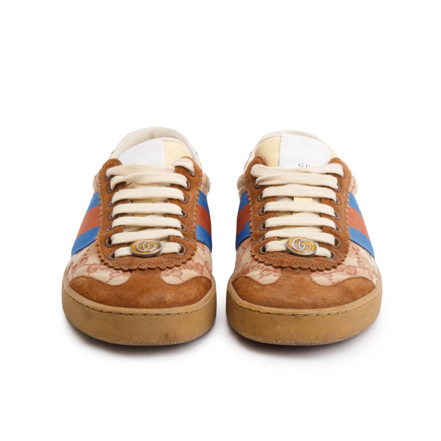Gucci Brown Suede GG Canvas Web G74 Sneakers, Size 37