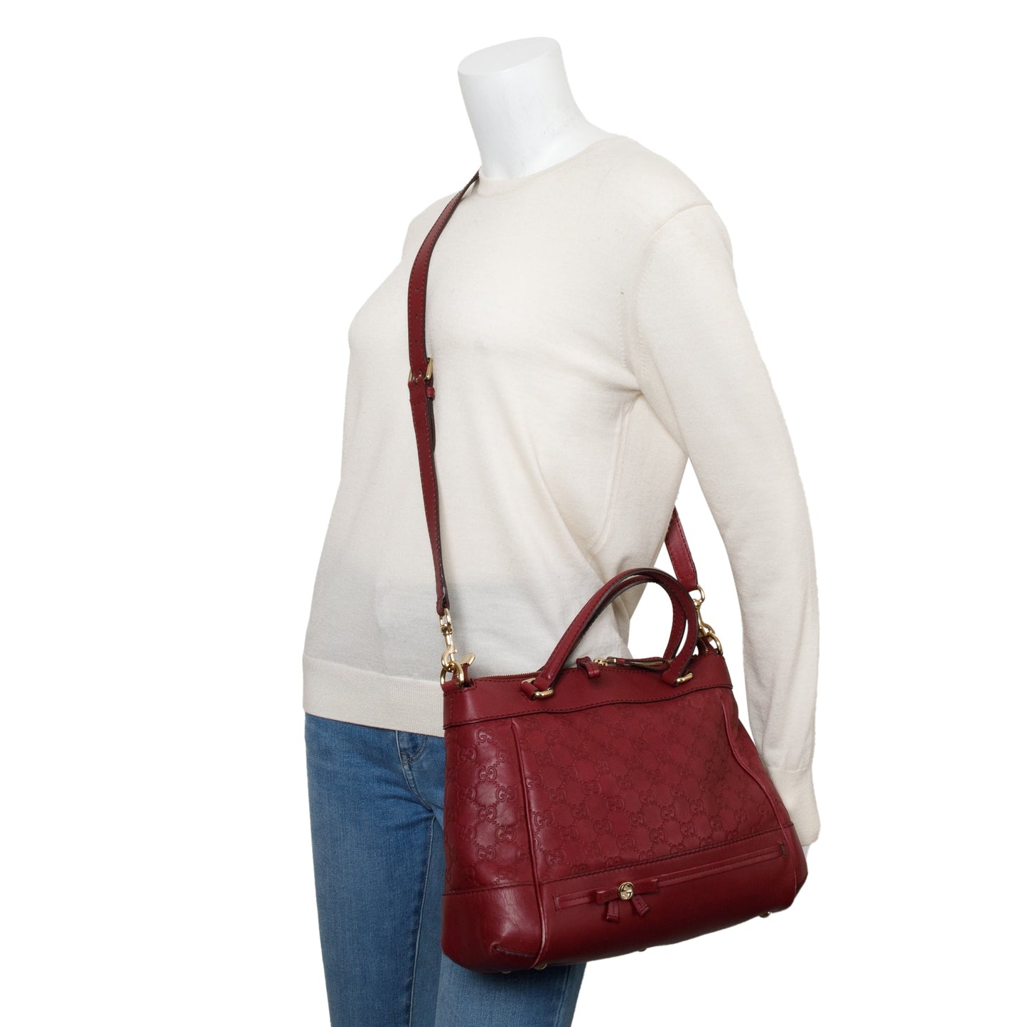 Gucci Burgundy Guccissima Leather Medium Mayfair Tote
