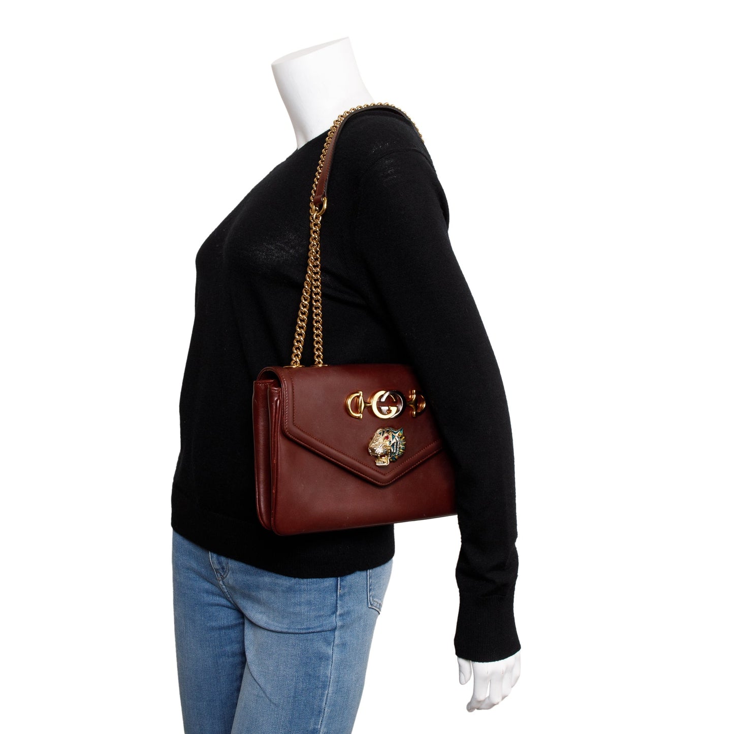 Gucci Burgundy Leather Medium Rajah Shoulder Bag