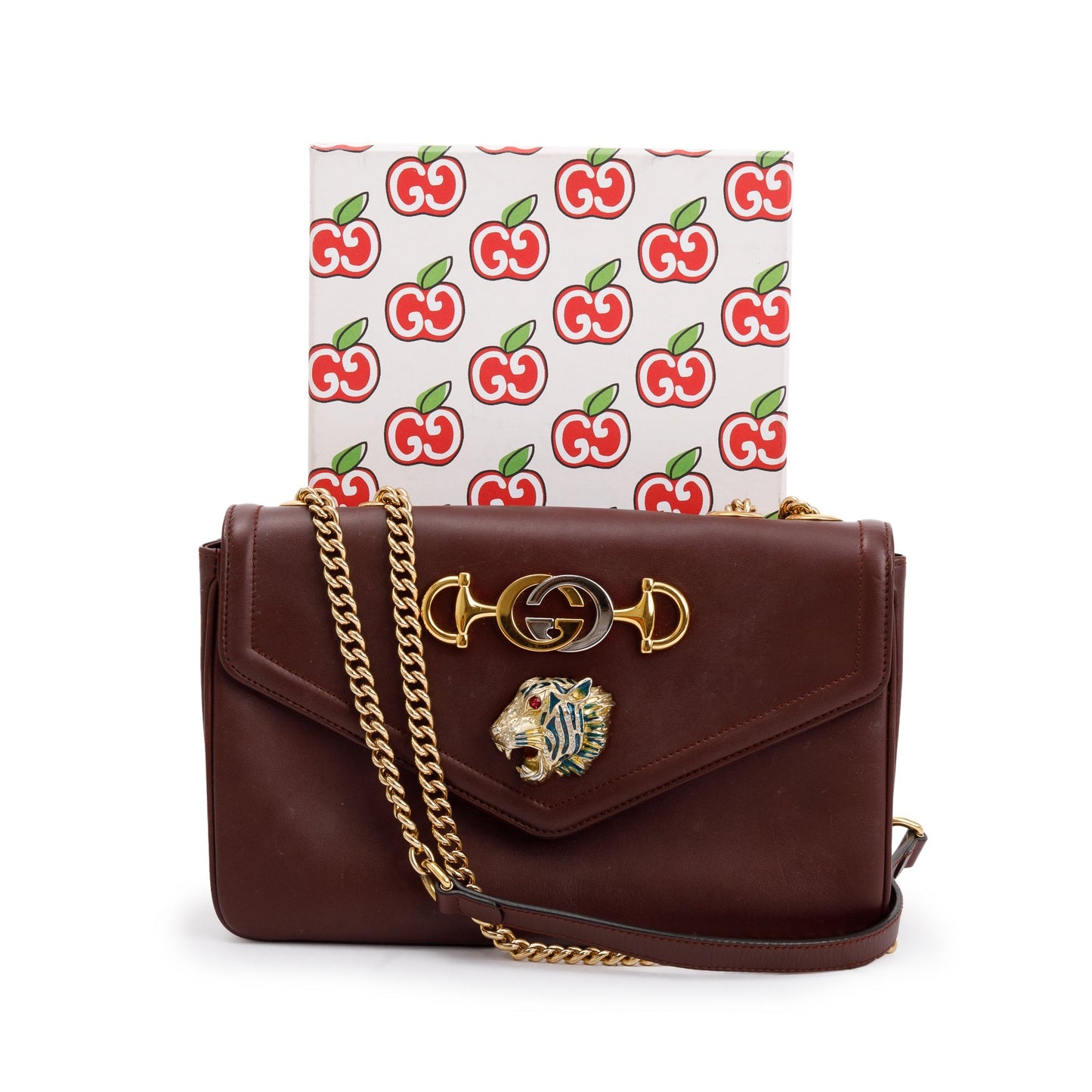 Gucci Burgundy Leather Medium Rajah Shoulder Bag